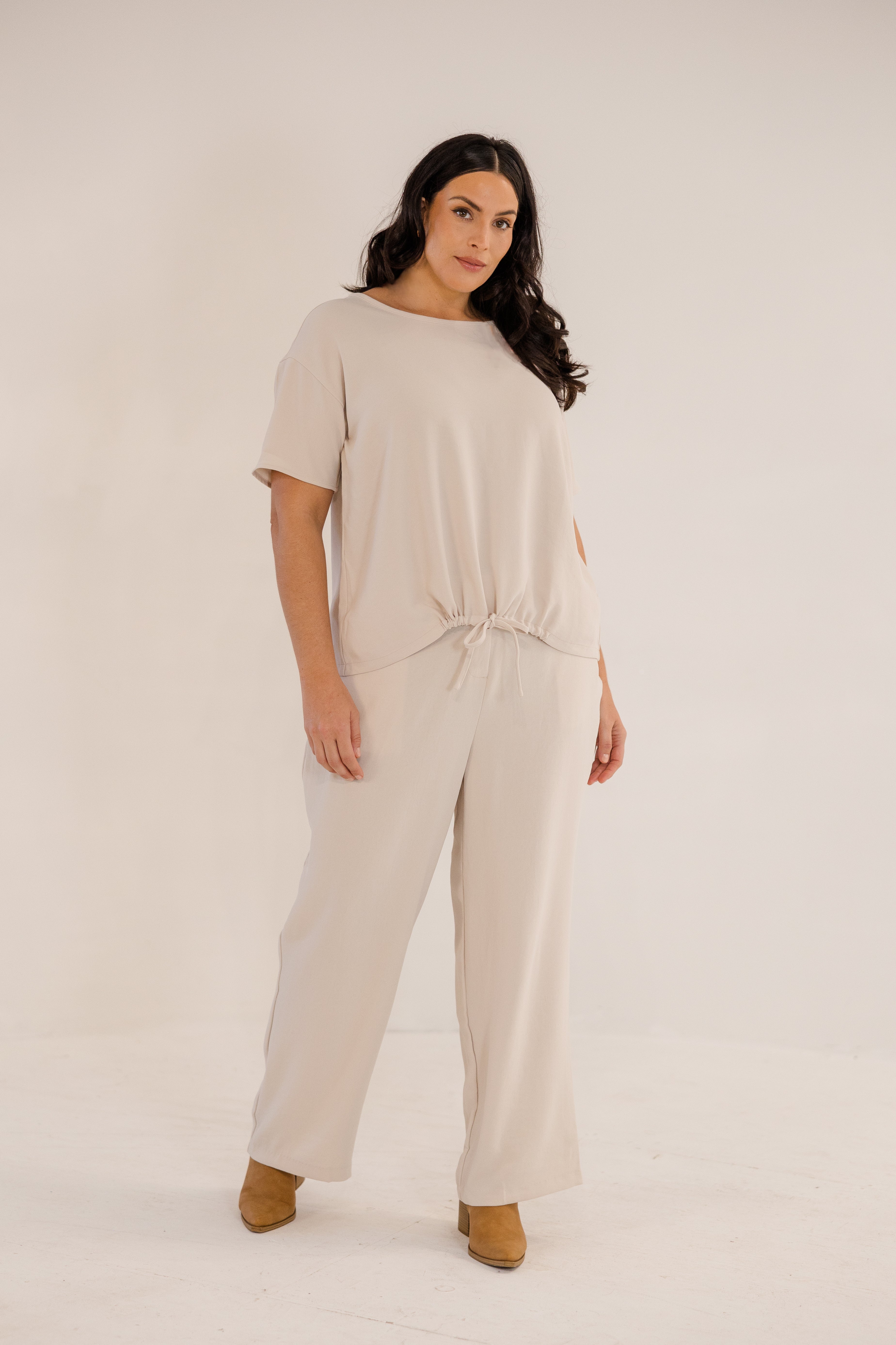 Ricker Tie Hem Top, Stone