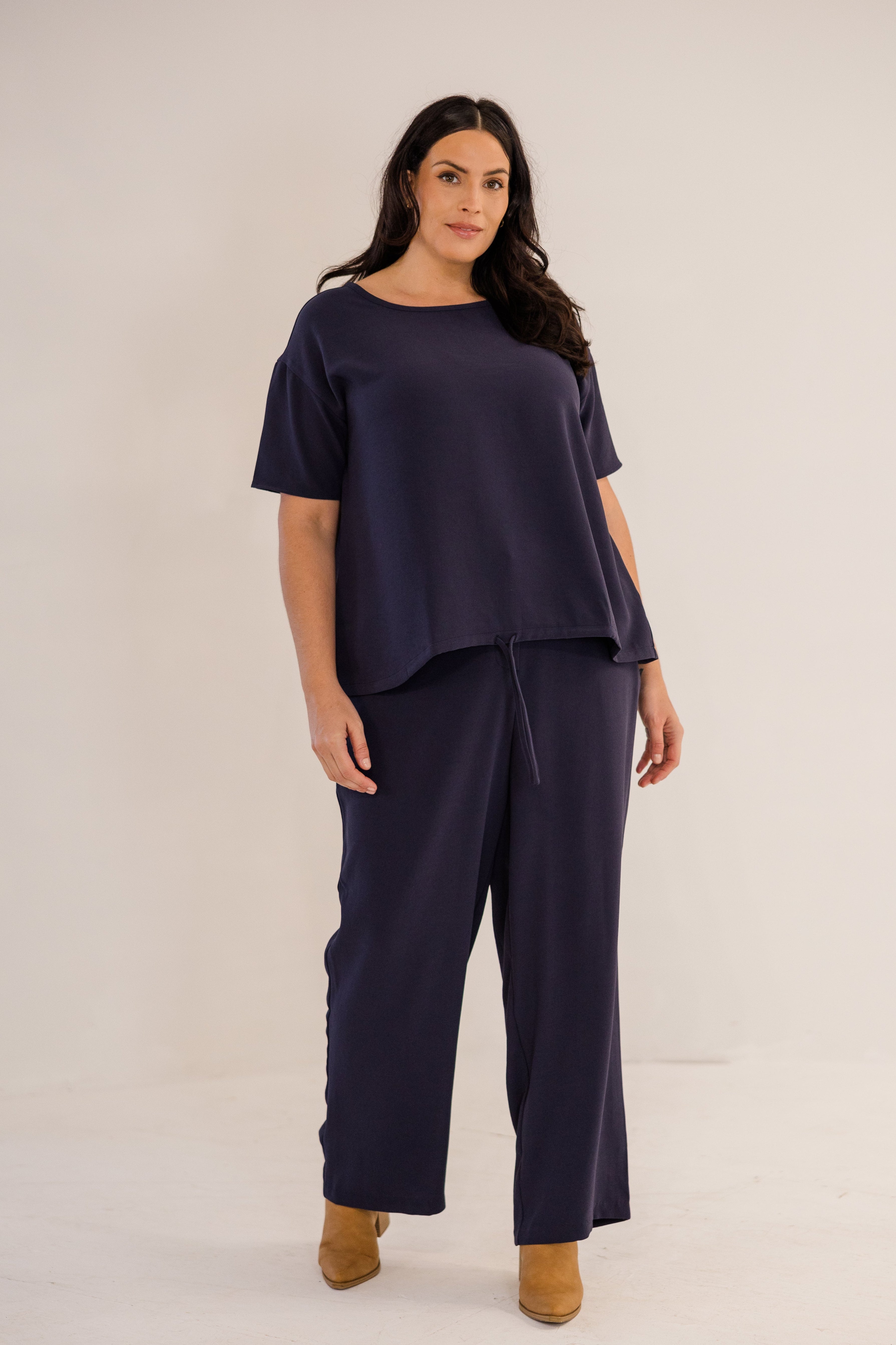 Ricker Tie Hem Top, Ink Navy