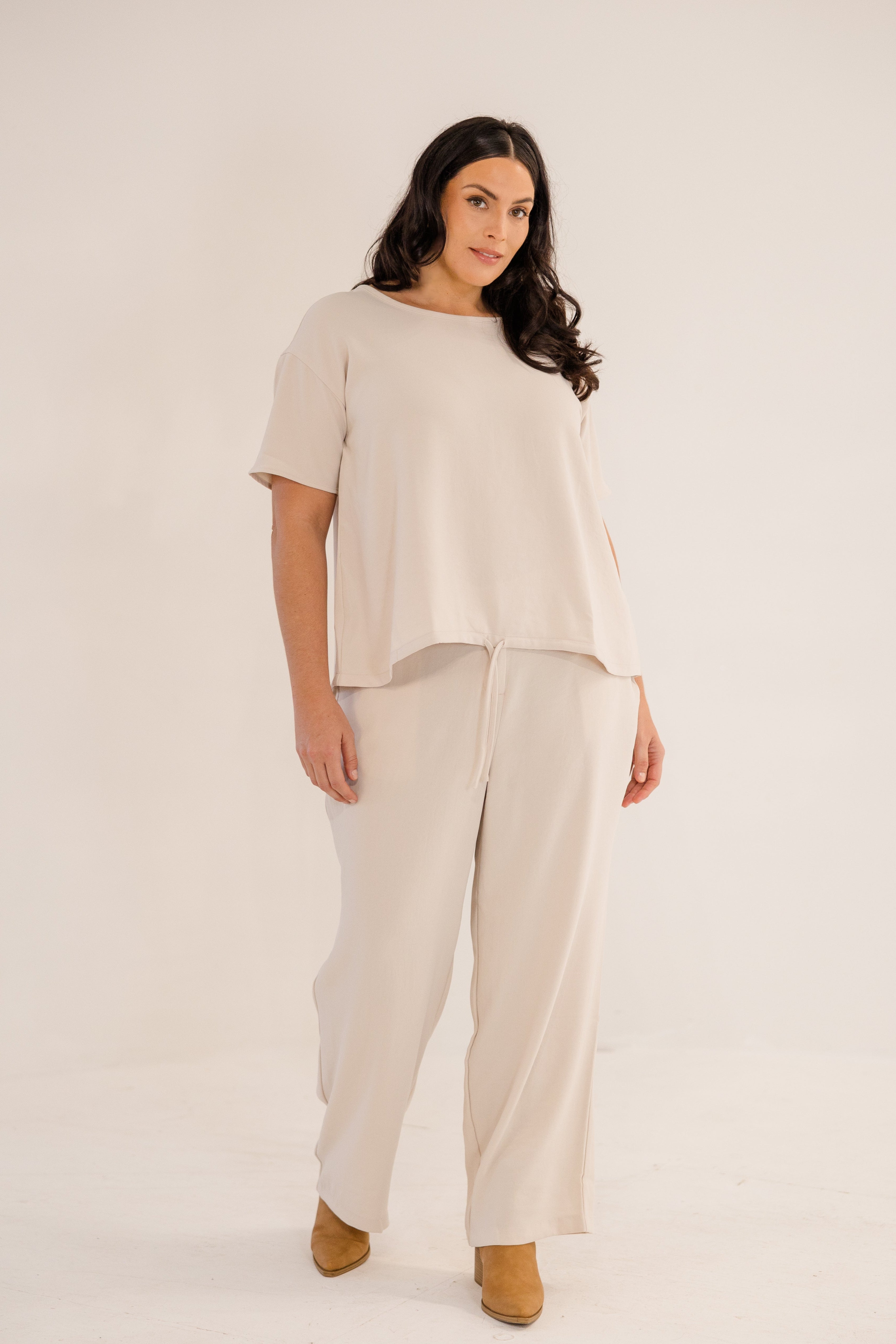 Ricker Tie Hem Top, Stone