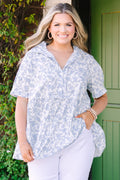 All For The Best Top, Blue Toile
