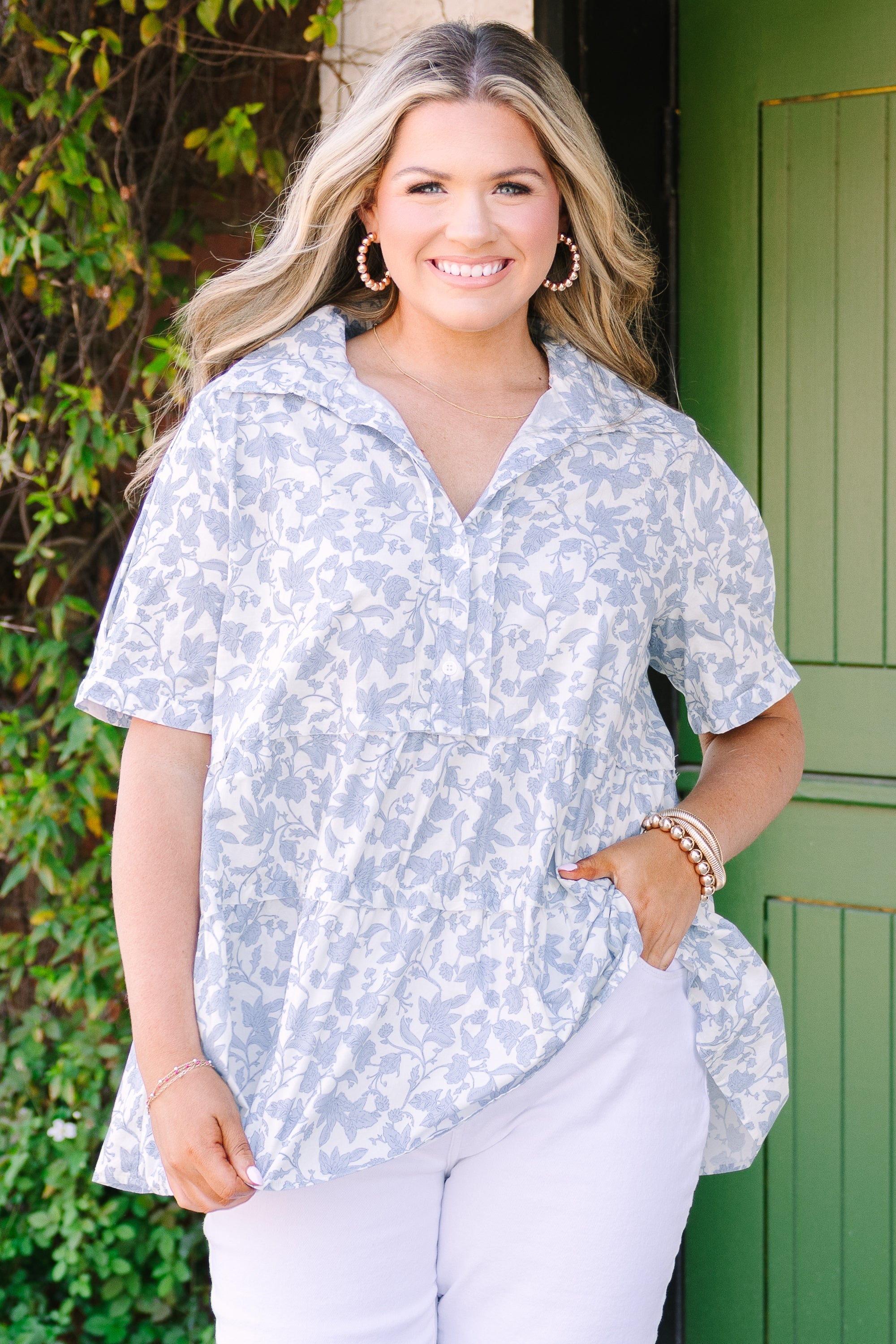 All For The Best Top, Blue Toile