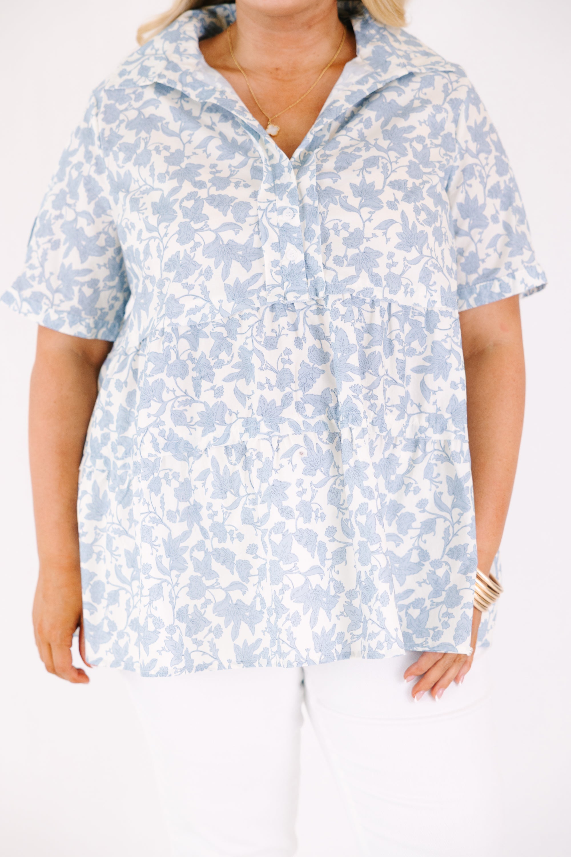 All For The Best Top, Blue Toile