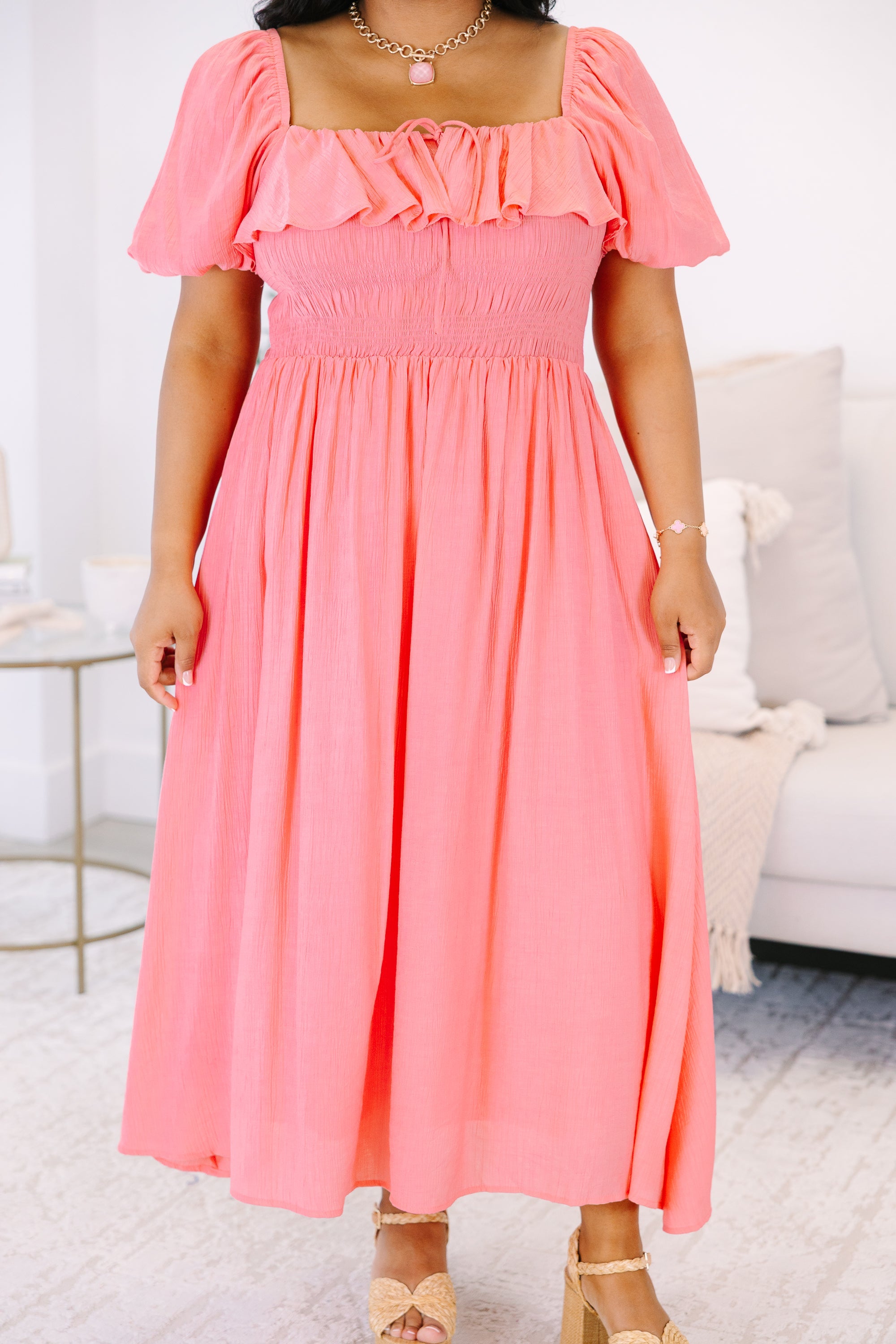 All The Attention Dress, Coral