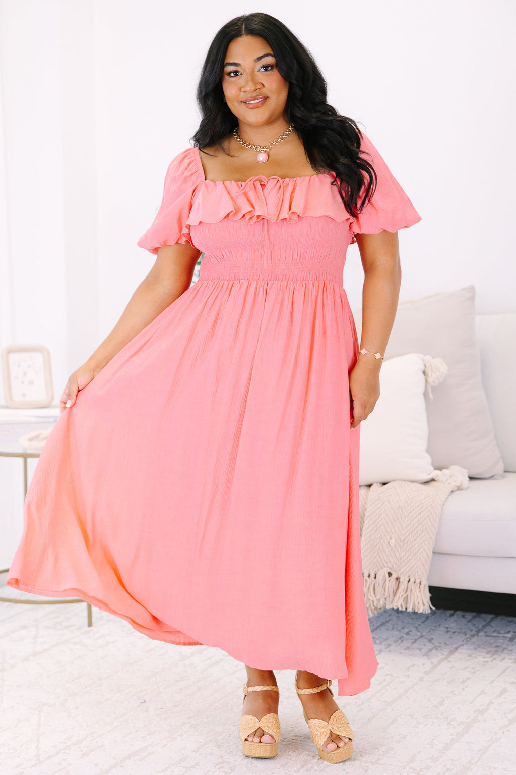 All The Attention Dress, Coral
