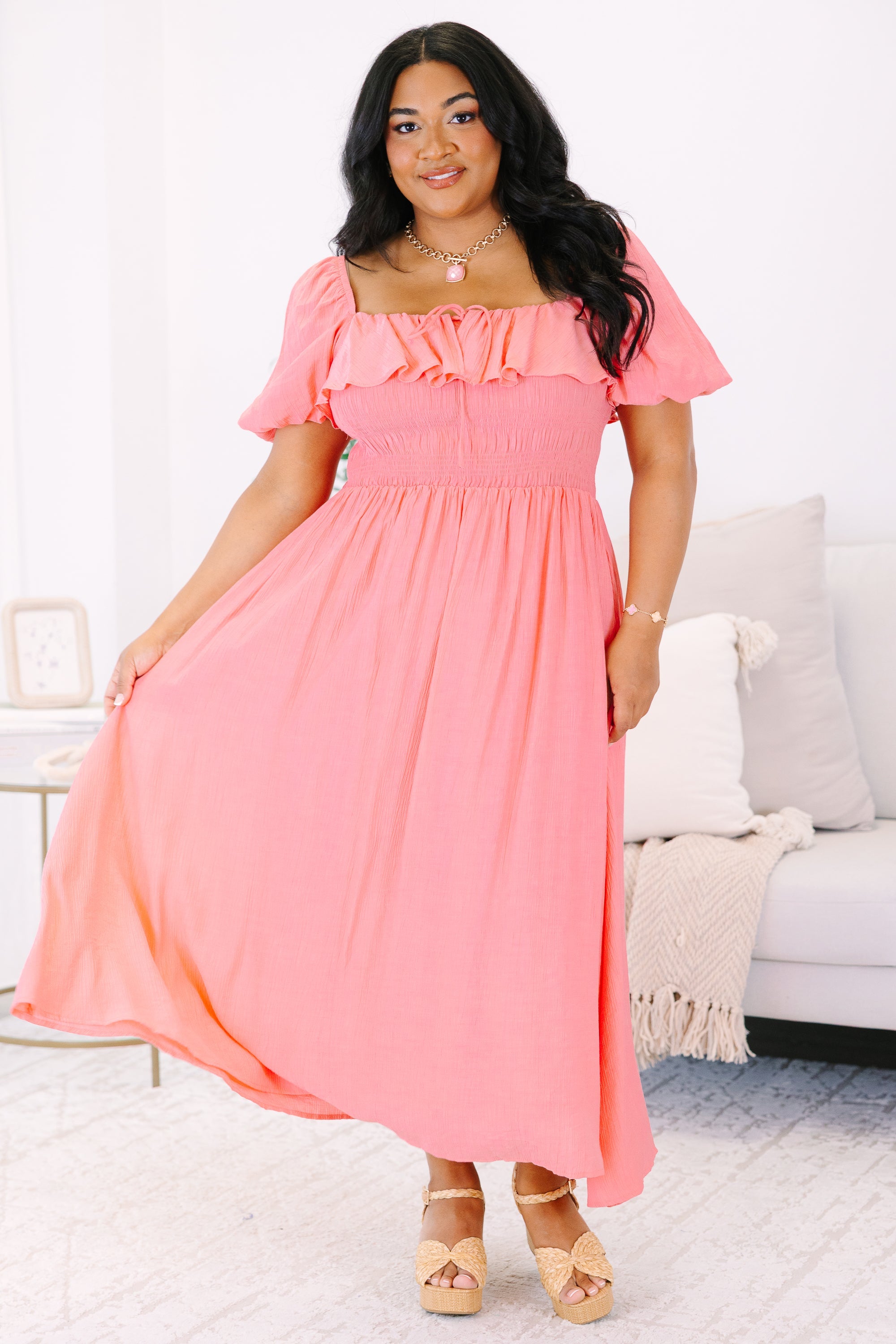 All The Attention Dress, Coral