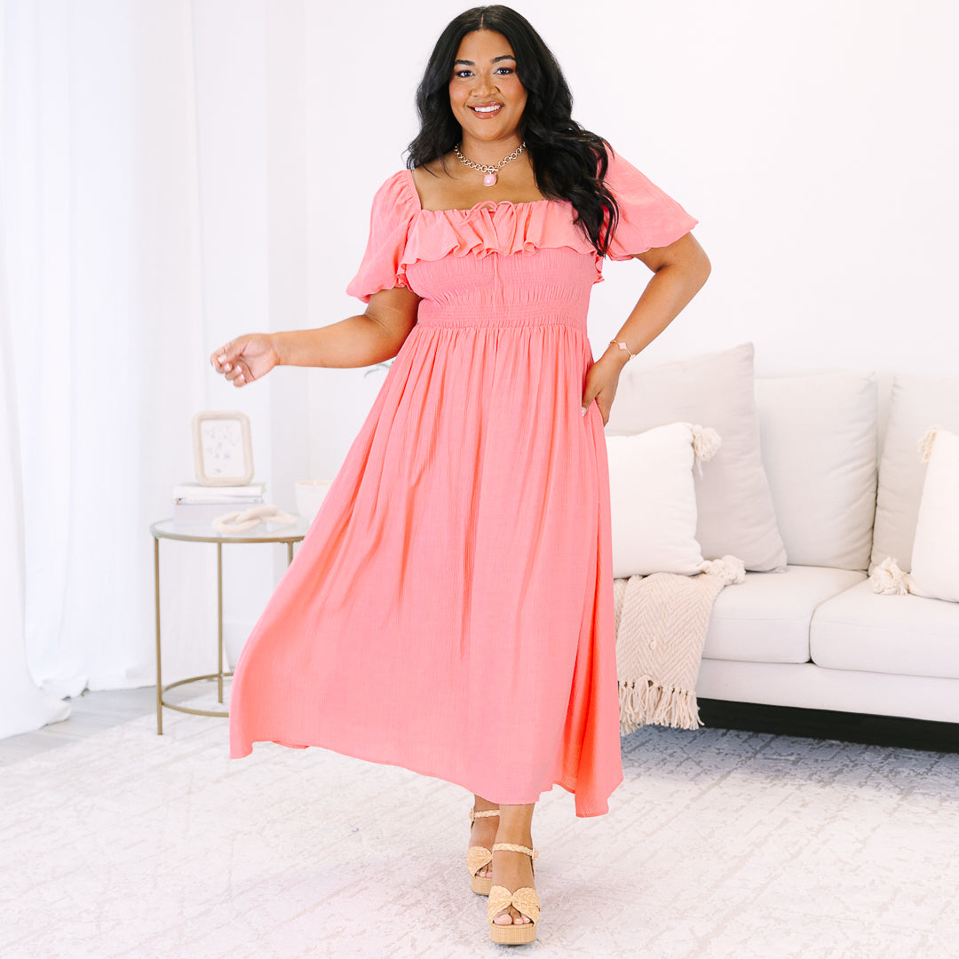 All The Attention Dress, Coral