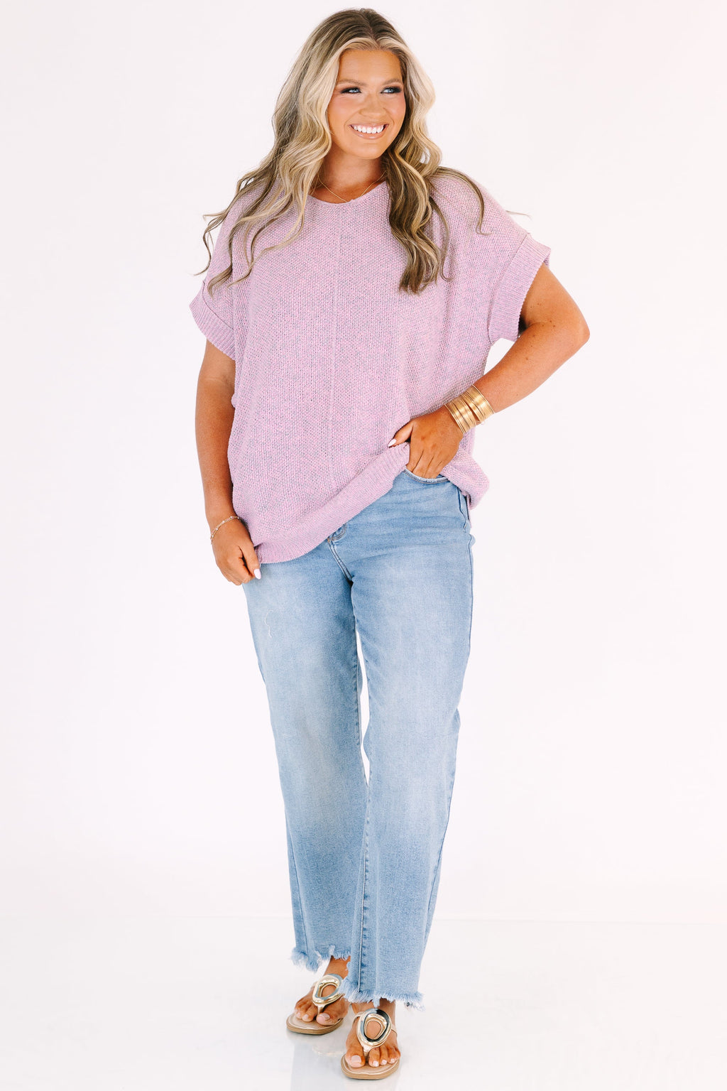 Always Effortless Sweater, Pink Grey