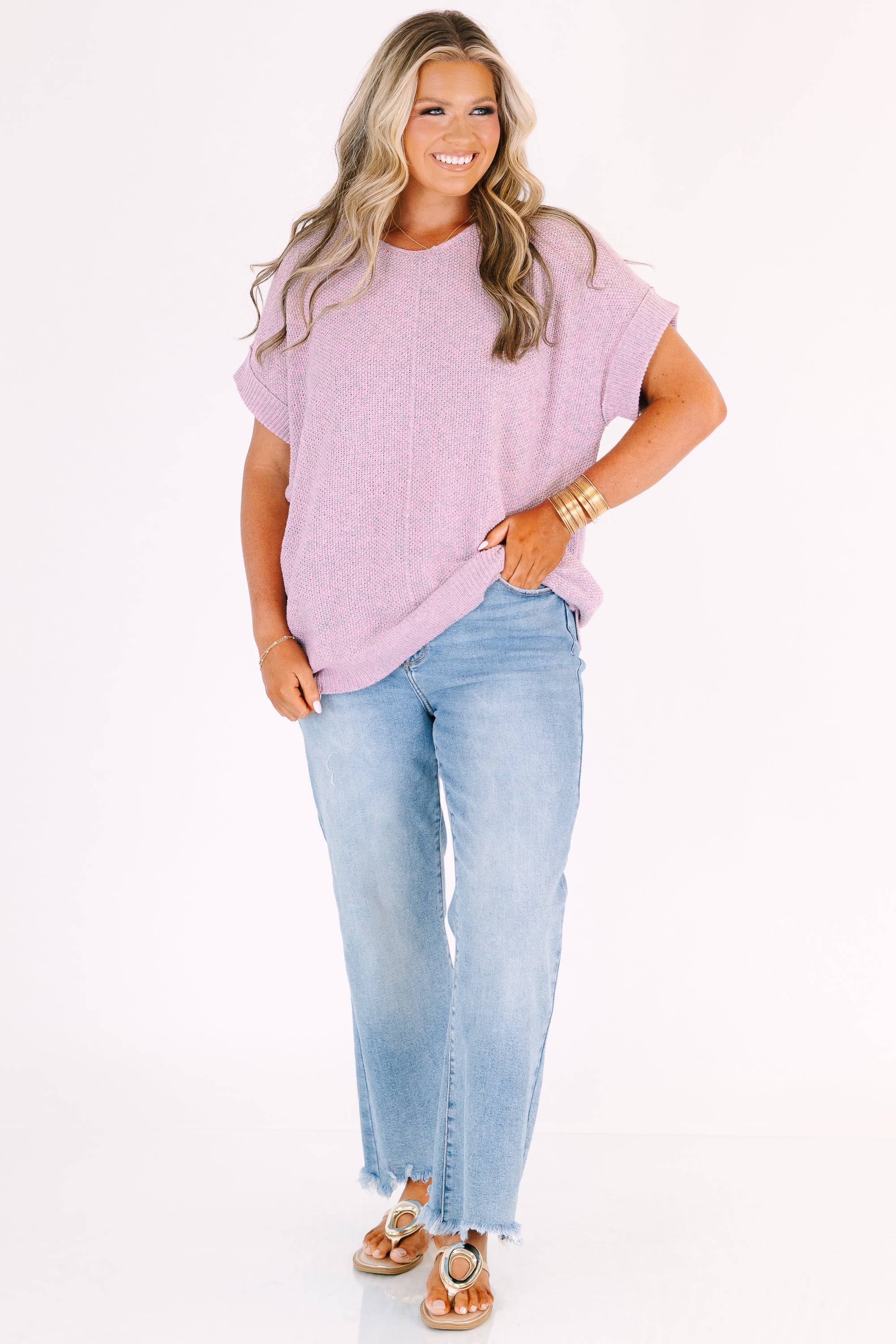Always Effortless Sweater, Pink Grey