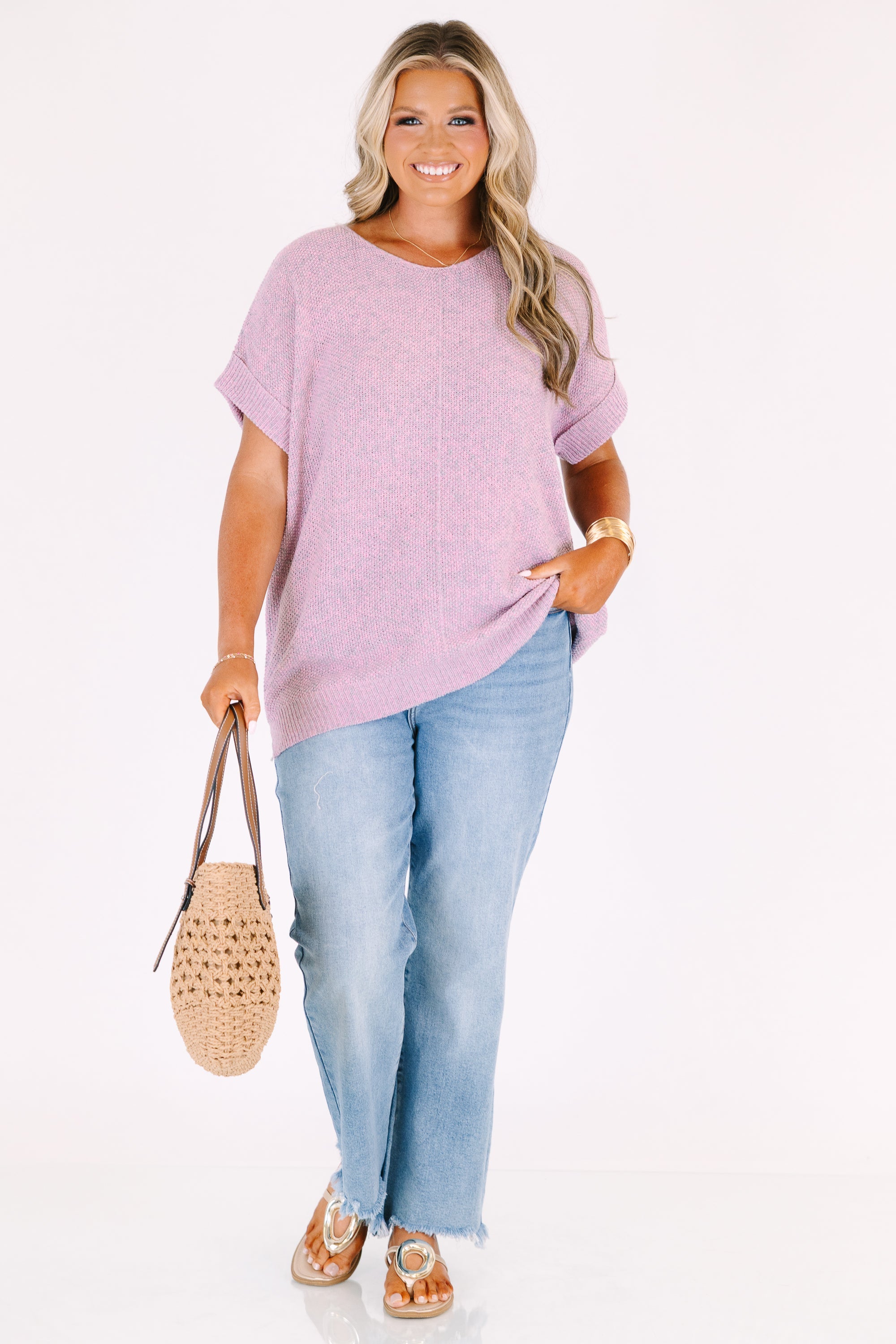 Always Effortless Sweater, Pink Grey