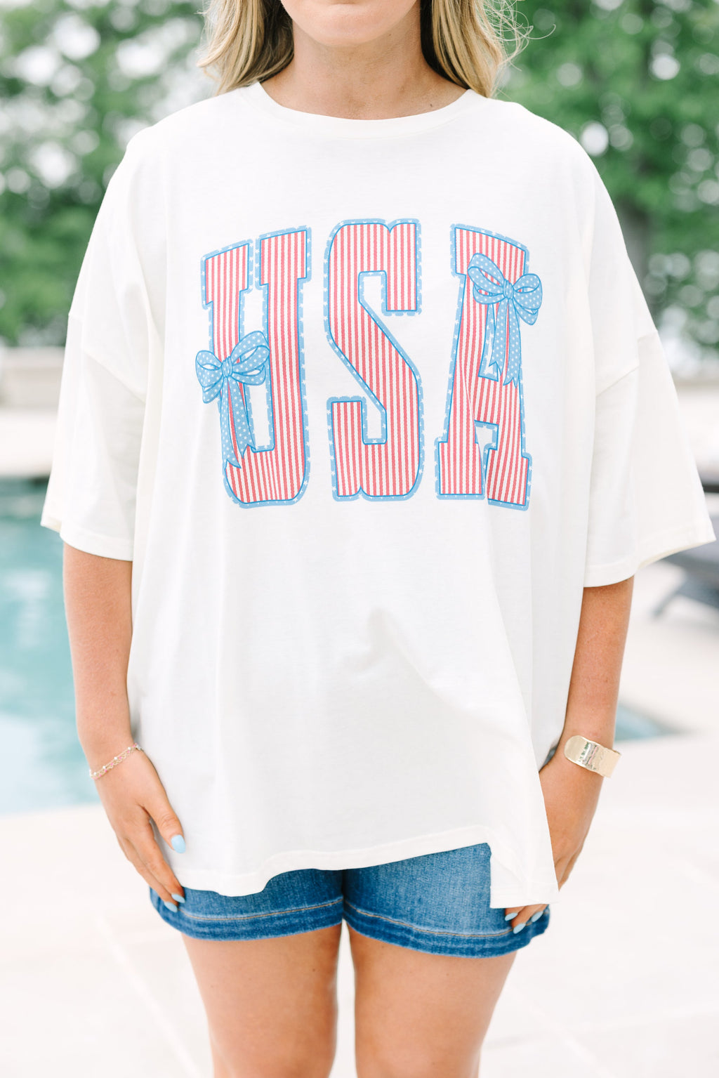 America the Bowtiful Boyfriend Tee, Ivory