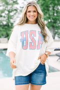 America the Bowtiful Boyfriend Tee, Ivory