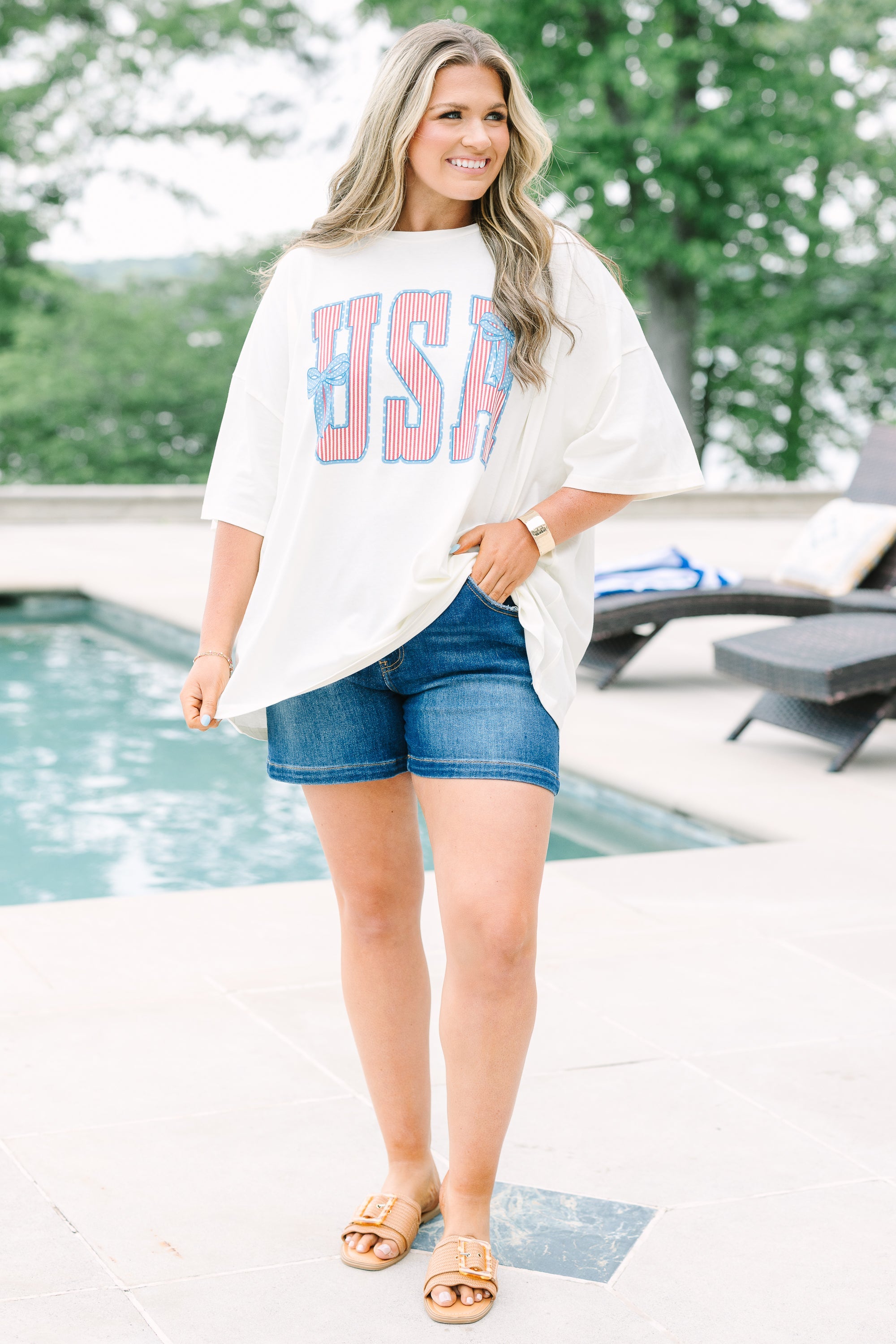 America the Bowtiful Boyfriend Tee, Ivory