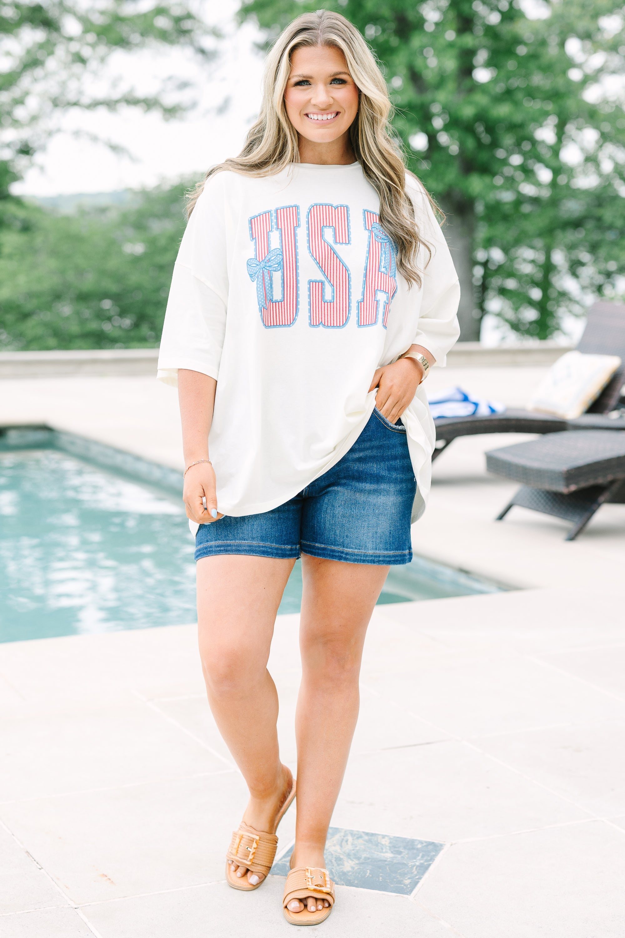 America the Bowtiful Boyfriend Tee, Ivory