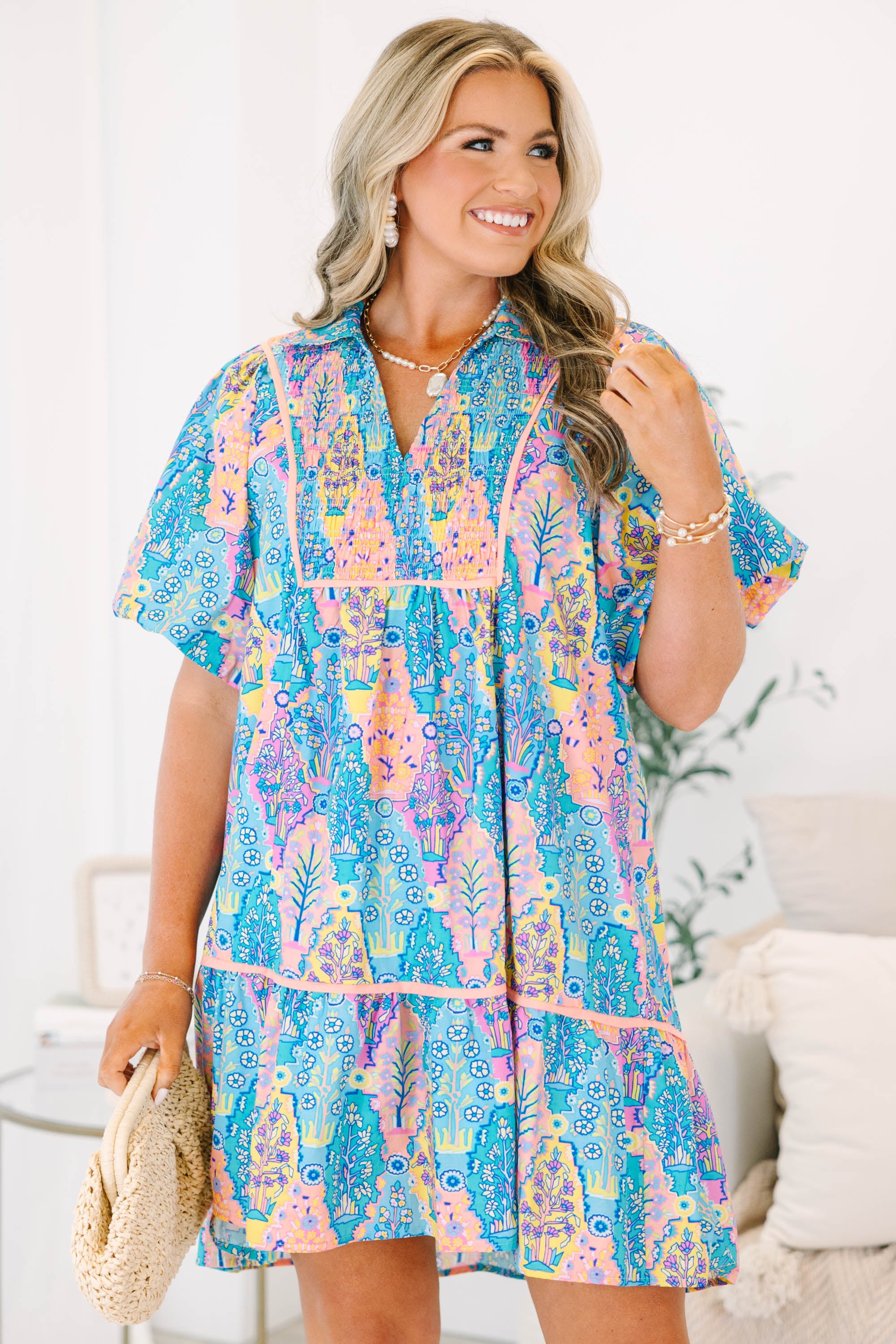 A Second Chance Dress, Blue Multi