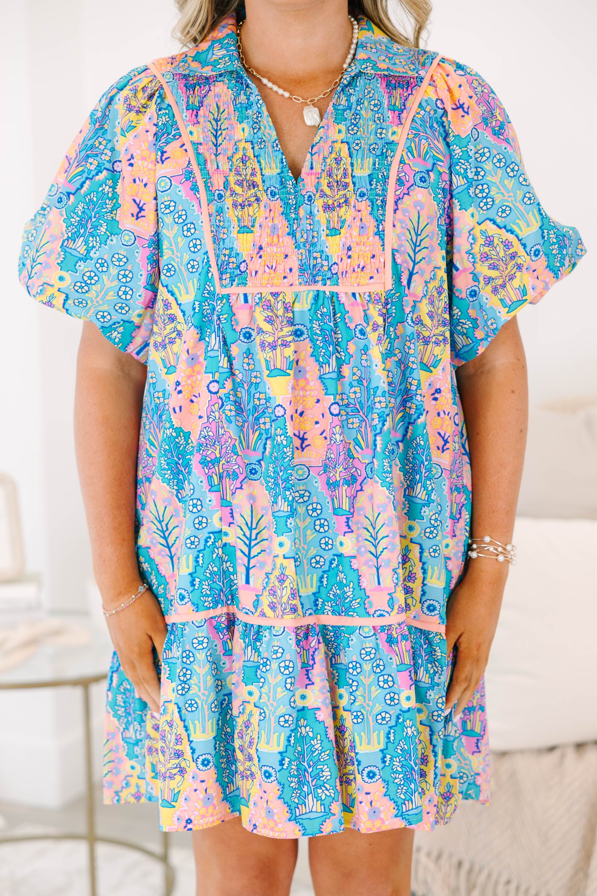 A Second Chance Dress, Blue Multi
