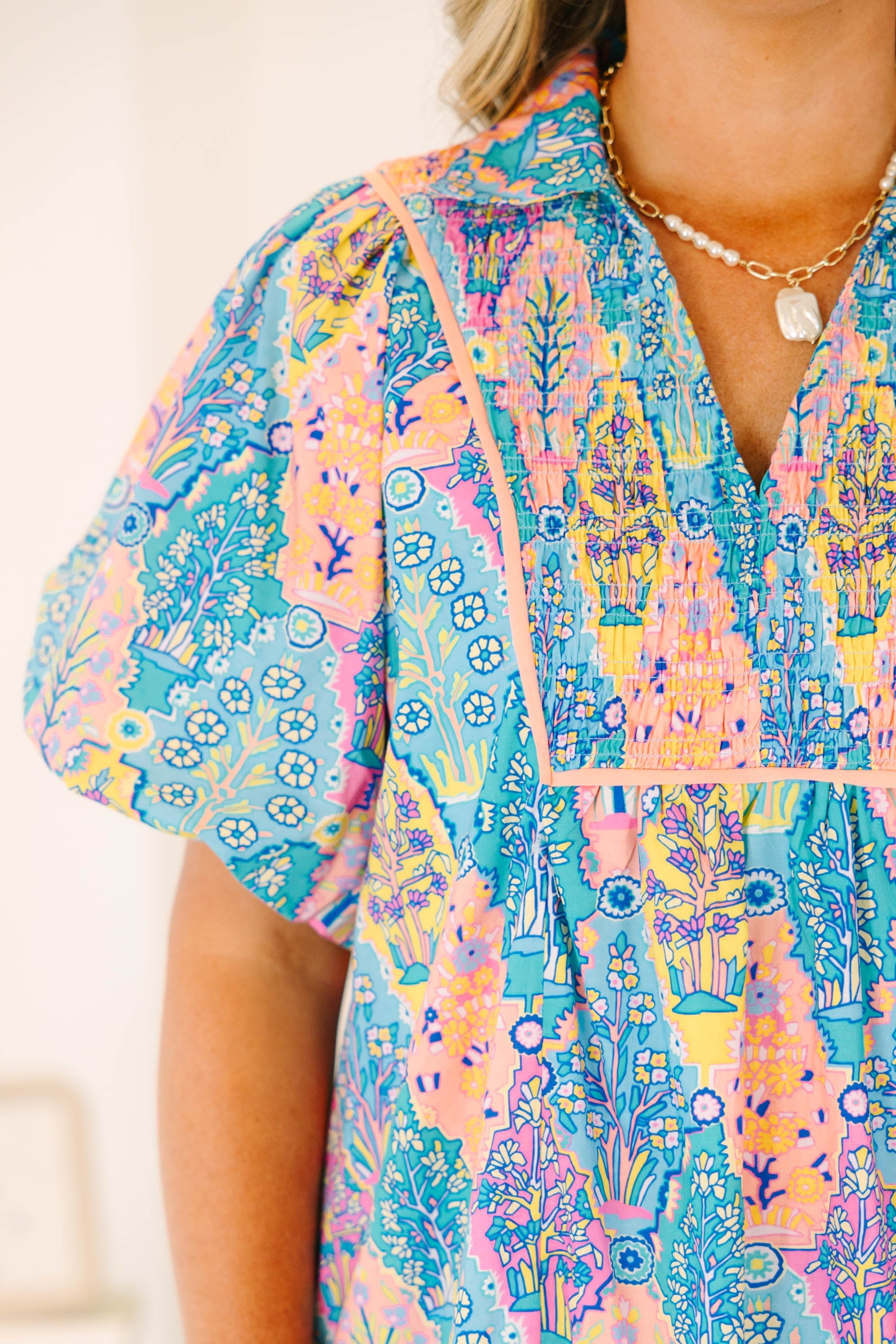 A Second Chance Dress, Blue Multi