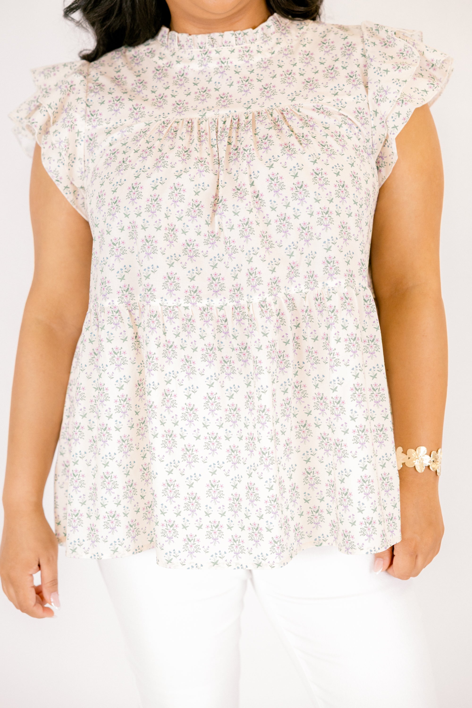 As Of Right Now Top, Cream Floral