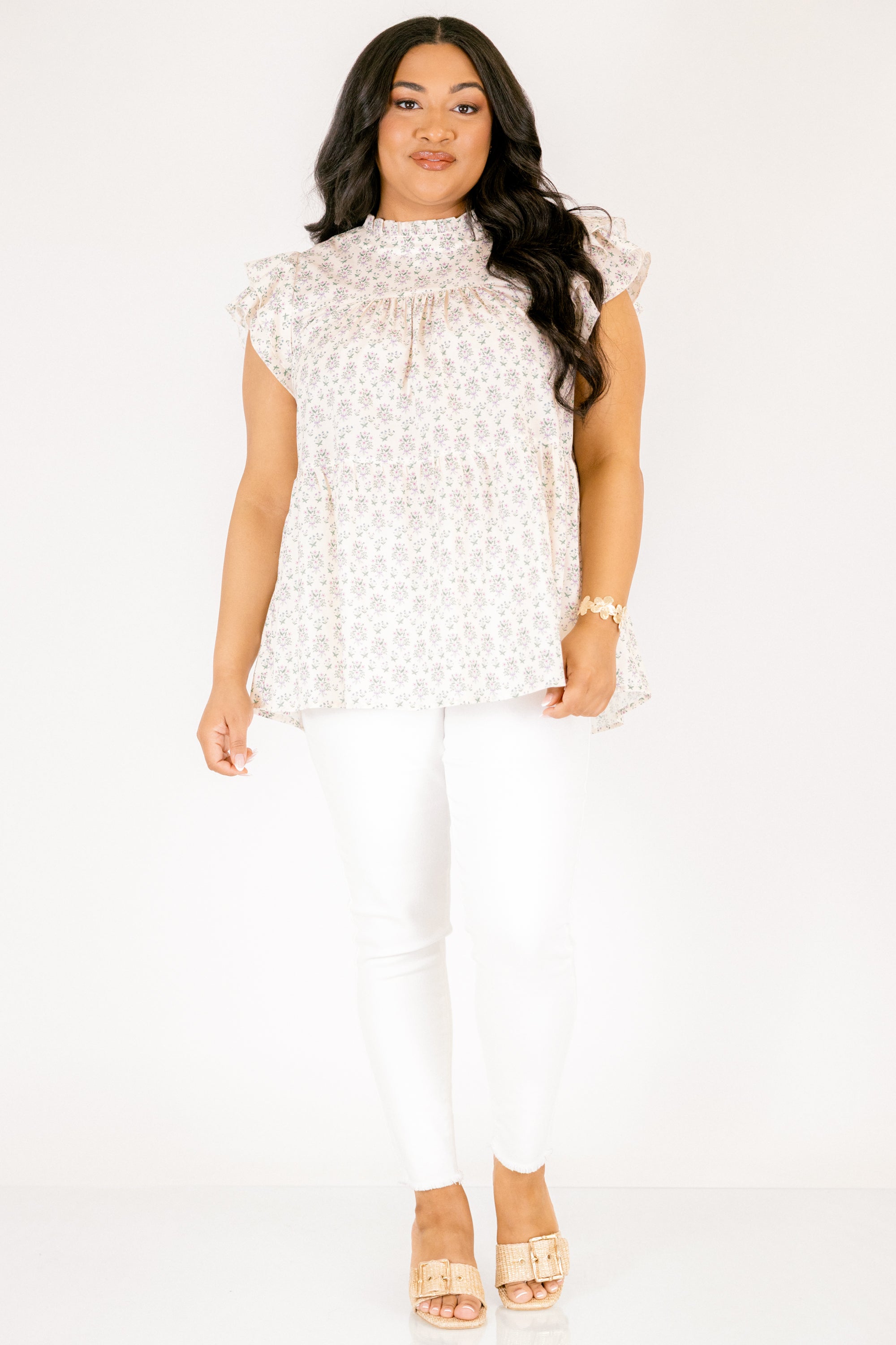 As Of Right Now Top, Cream Floral