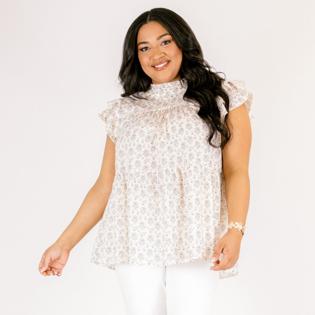 As Of Right Now Top, Cream Floral