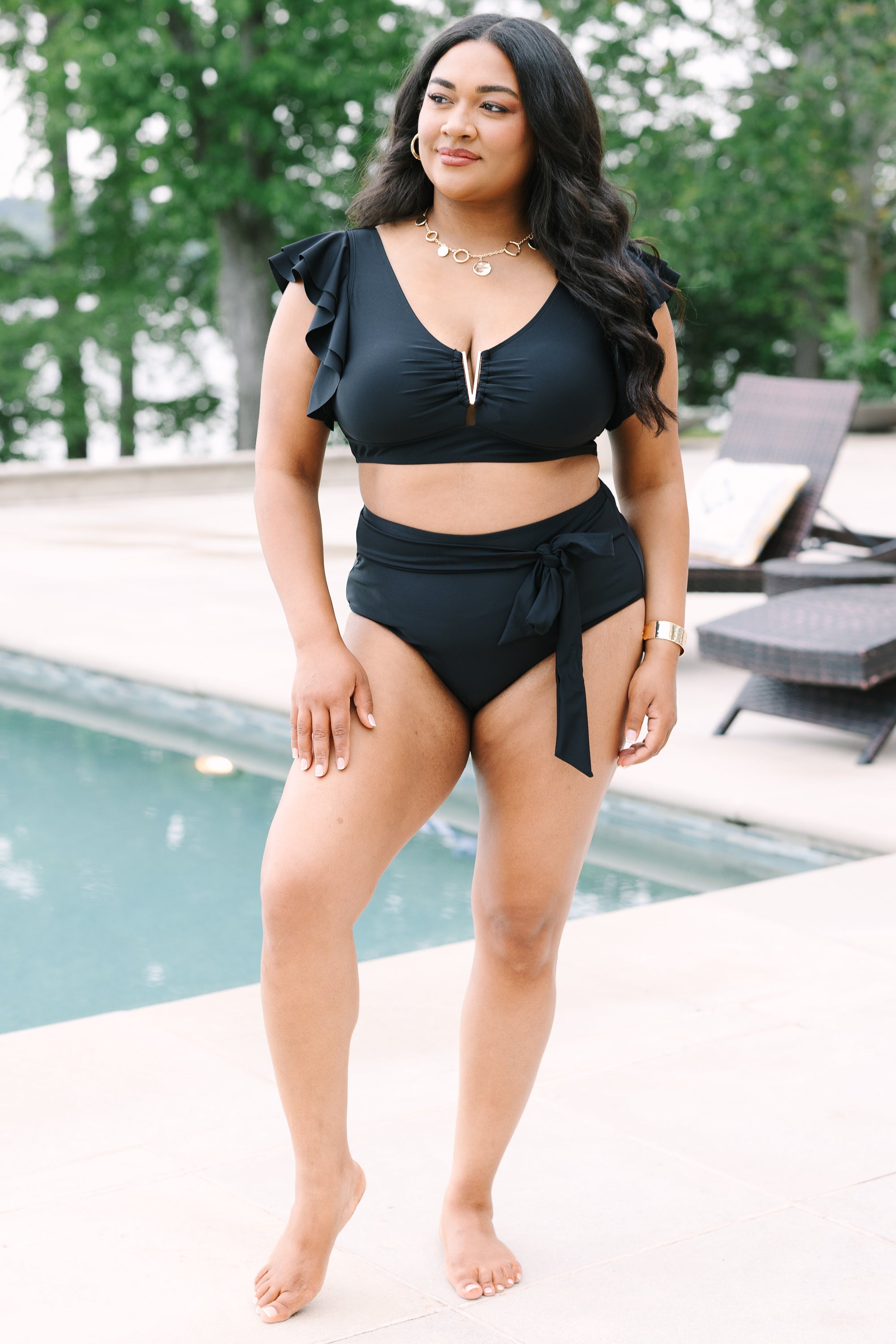 Beach Babe Swim Bottom, Black