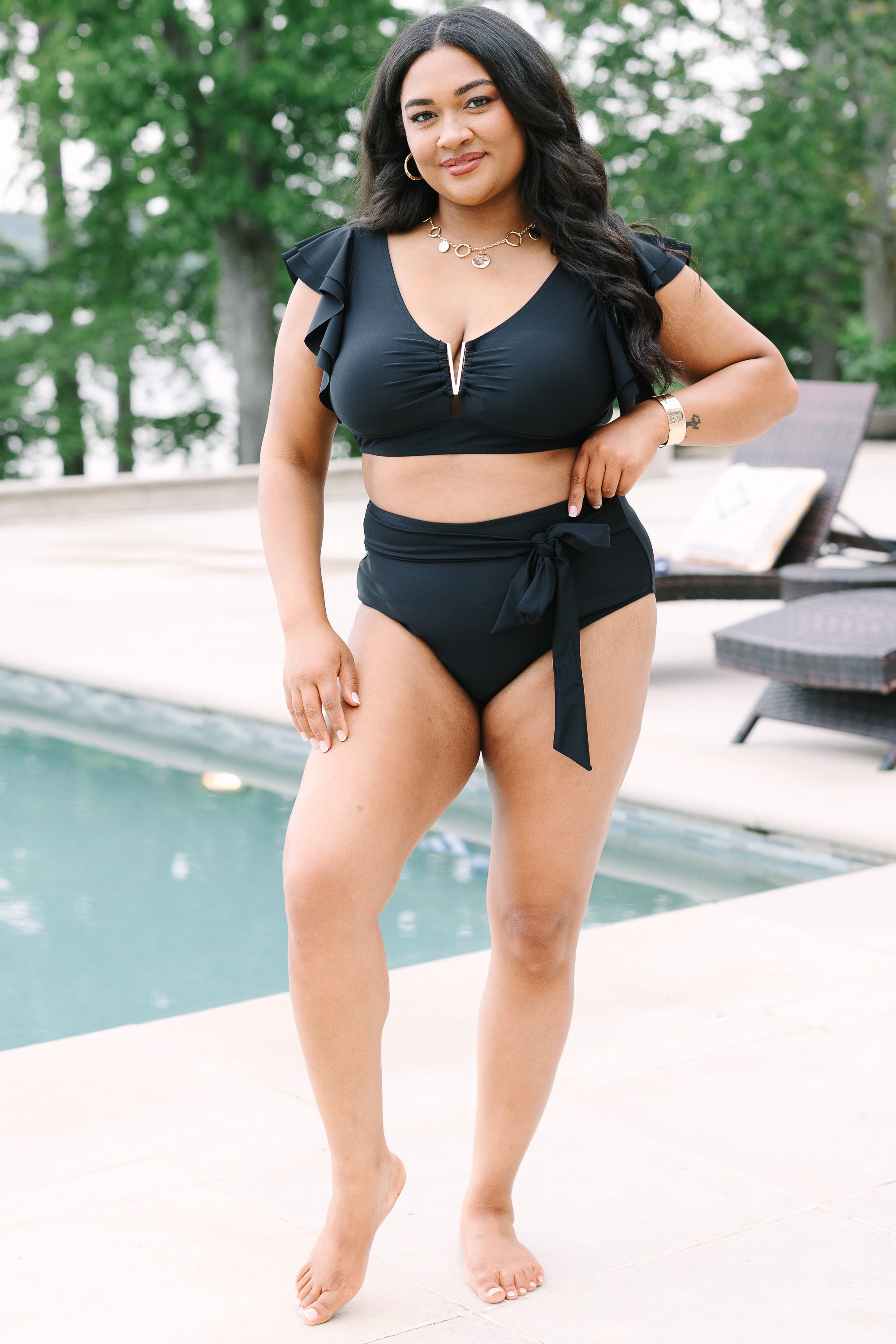 Beach Babe Swim Top, Black