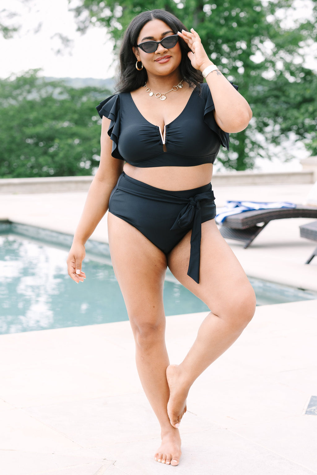 Beach Babe Swim Top, Black