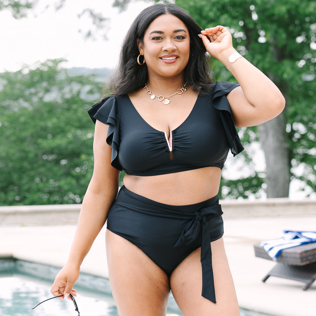 Beach Babe Swim Top, Black