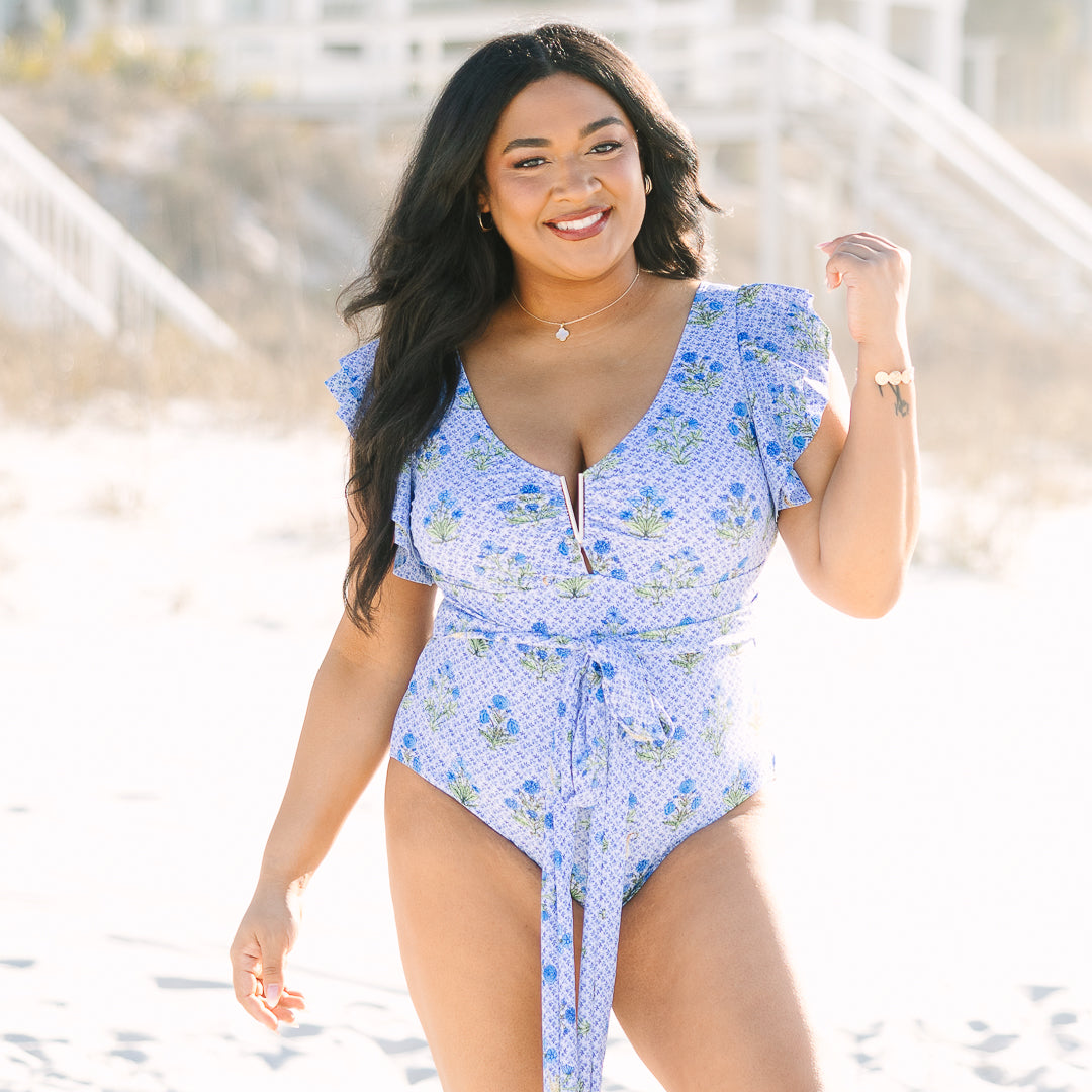 Beach Beauty Swimsuit, Blue Green Block