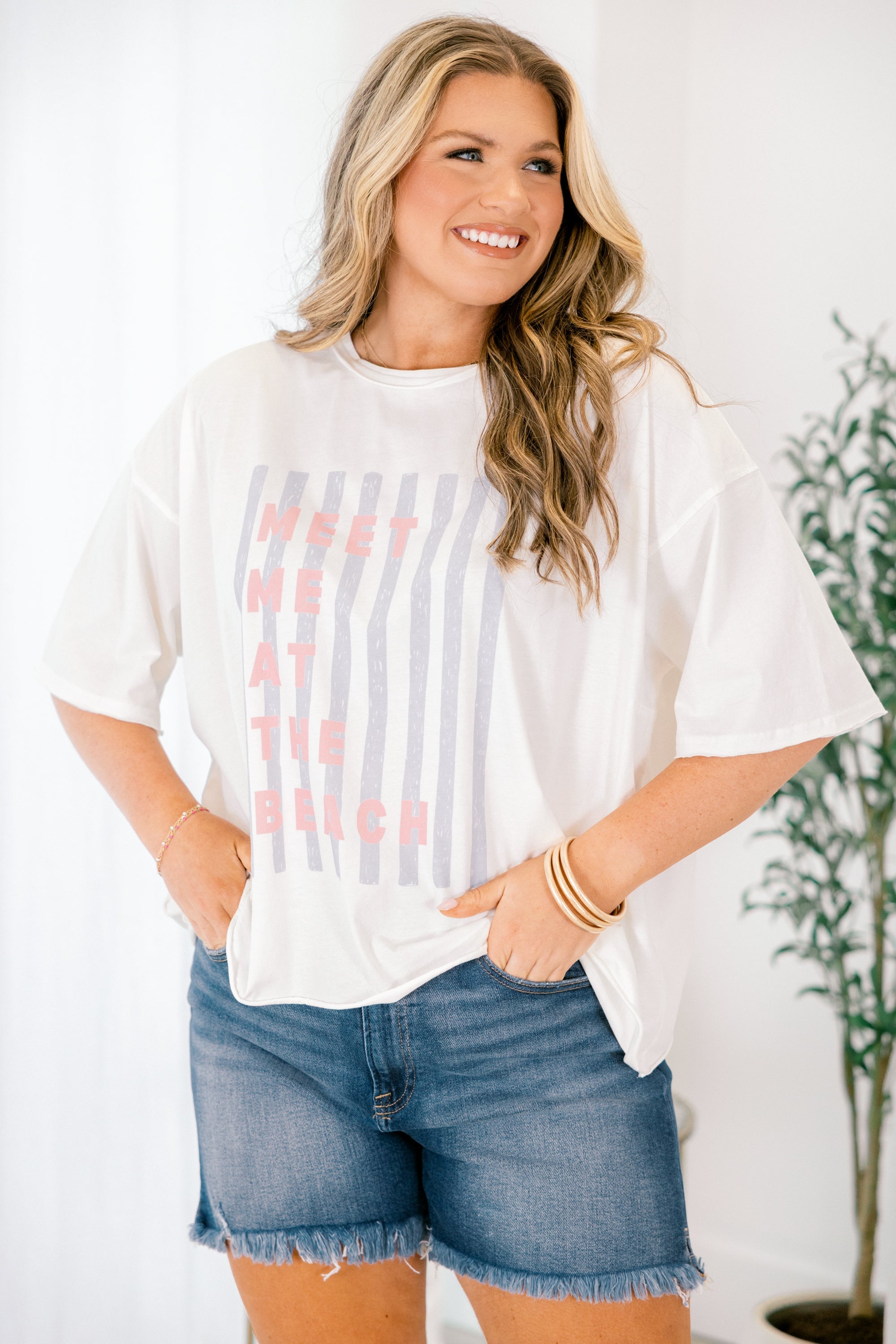 Beach Date Vintage Wash Tee, White