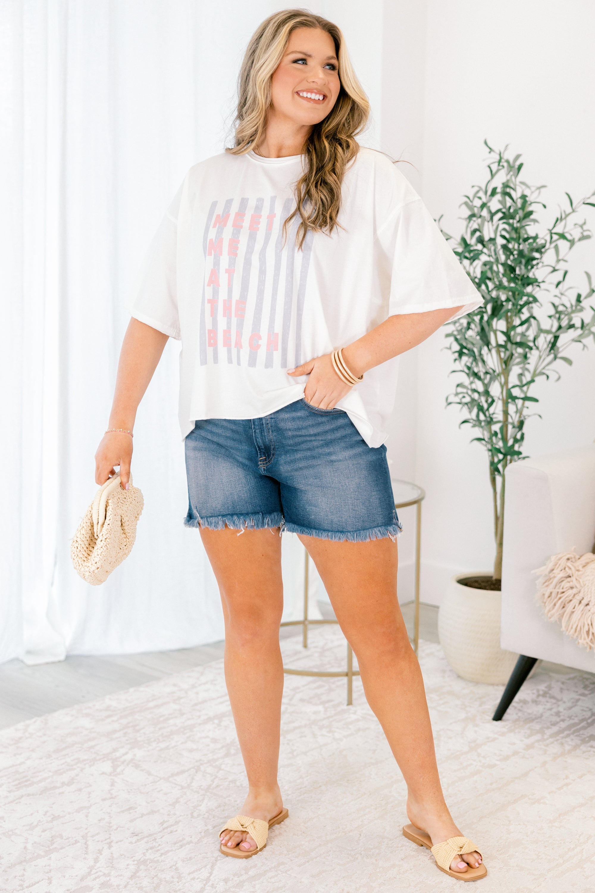 Beach Date Vintage Wash Tee, White