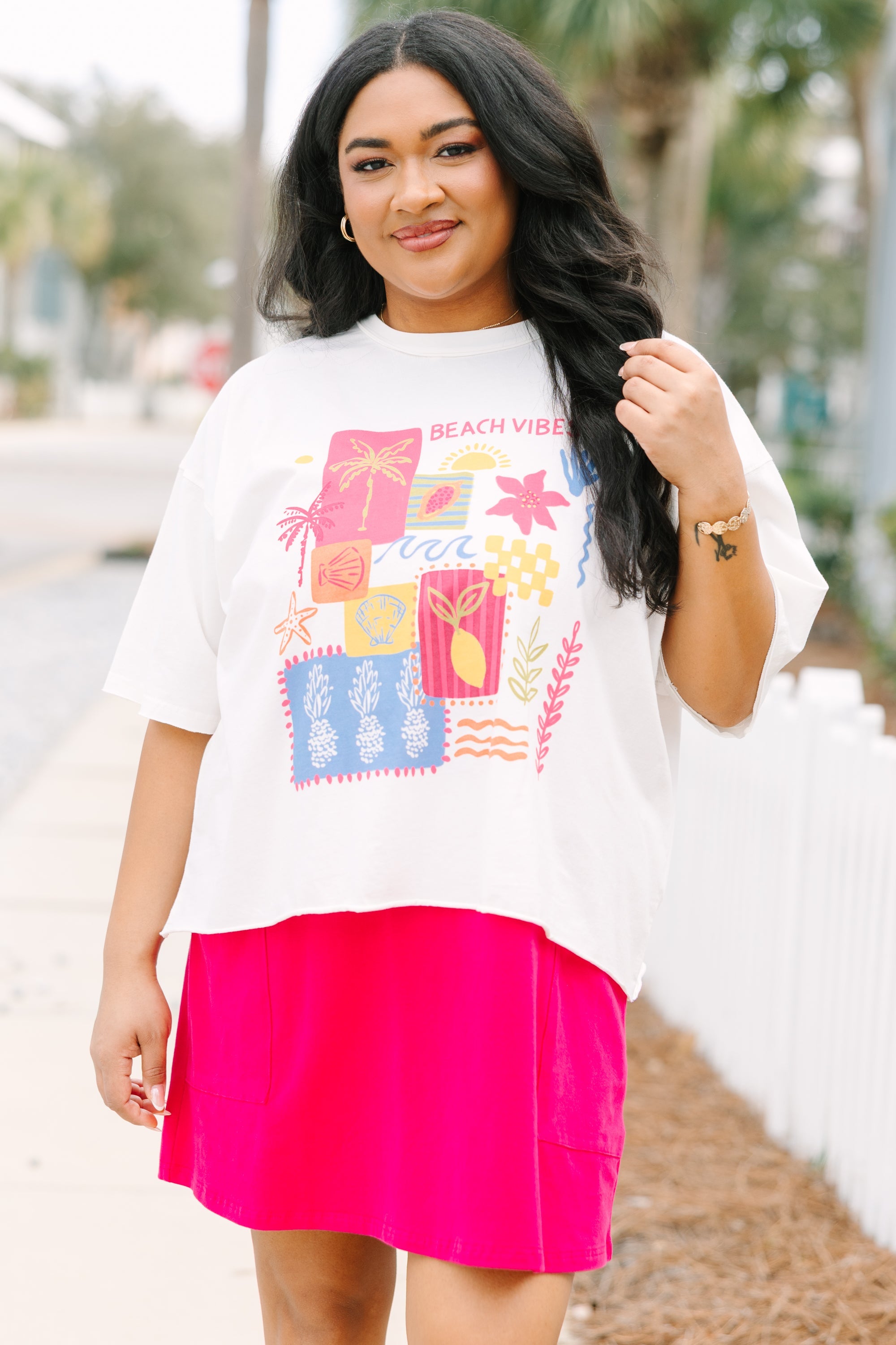 Beaches Vintage Wash Tee, White