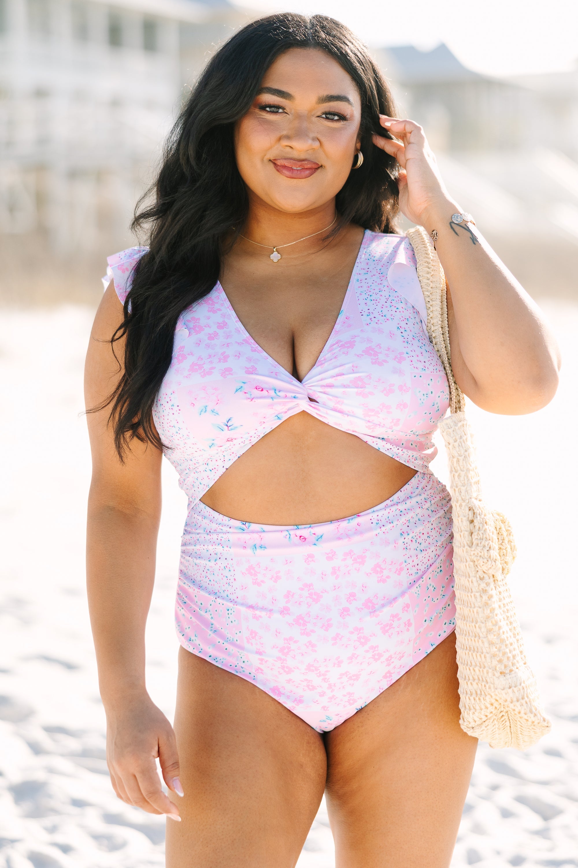 Beachfront Breeze Swimsuit, Pink