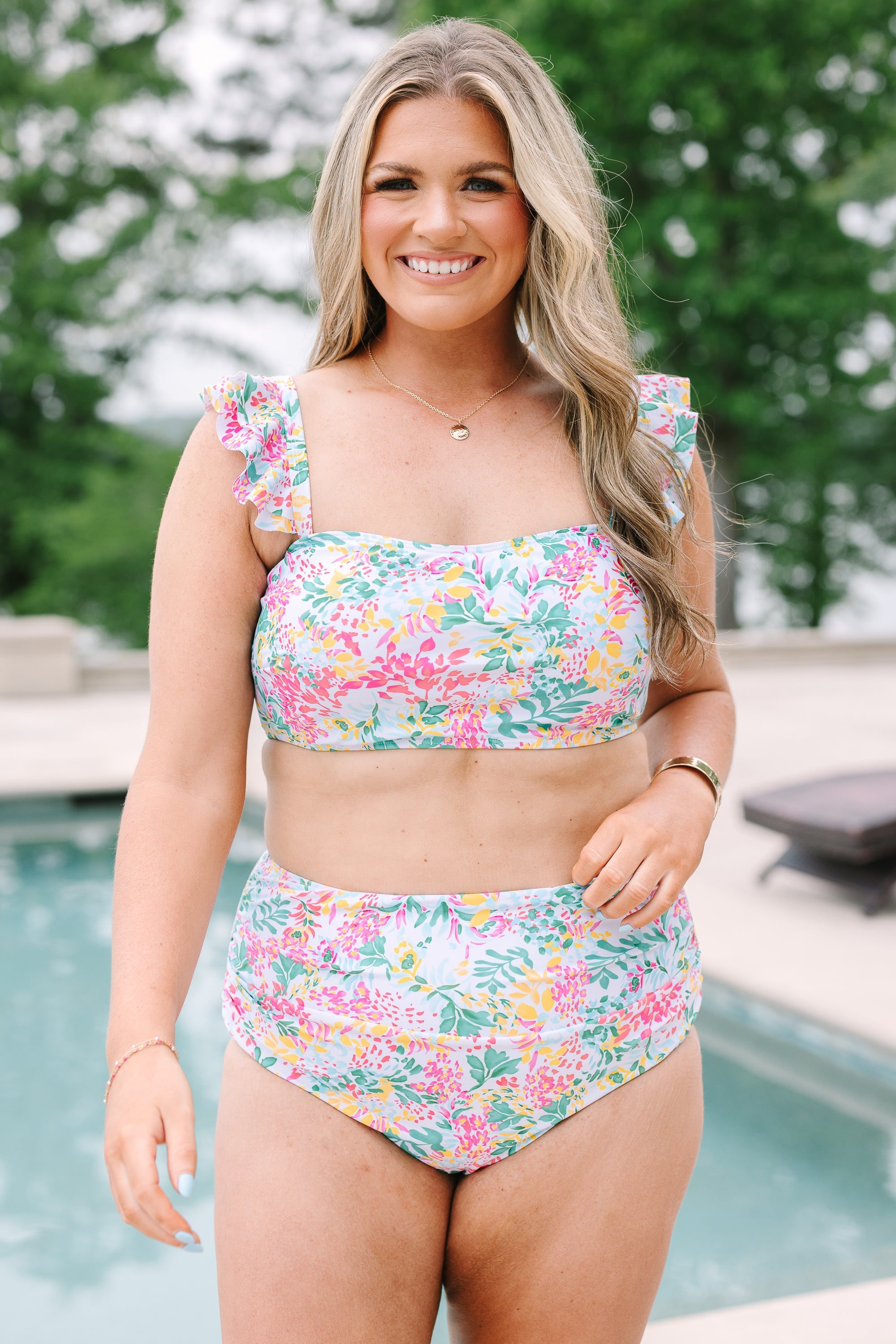 Beach Trip Swim Top, Floral Mix