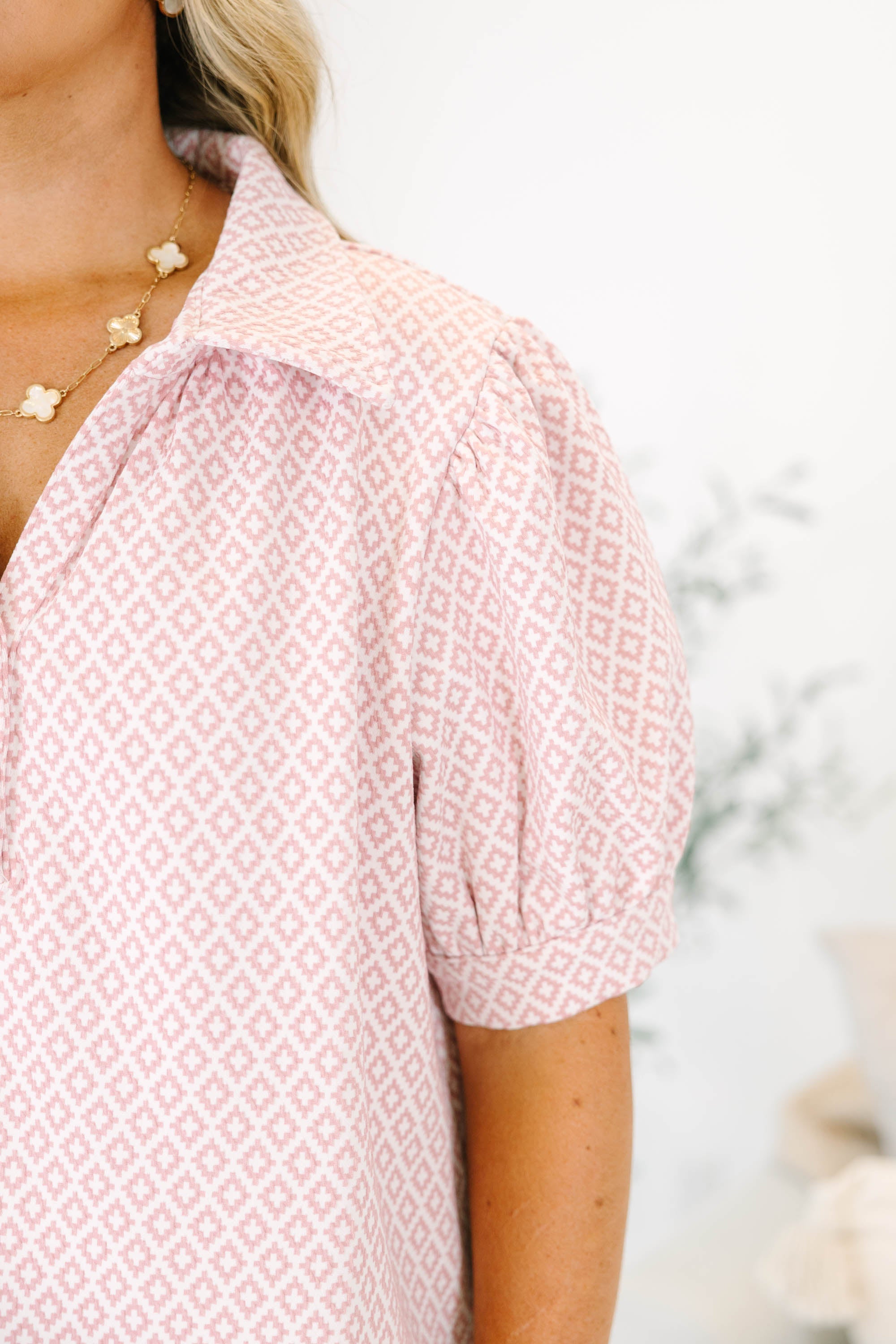 Bigger Plans Top, Pink Textured
