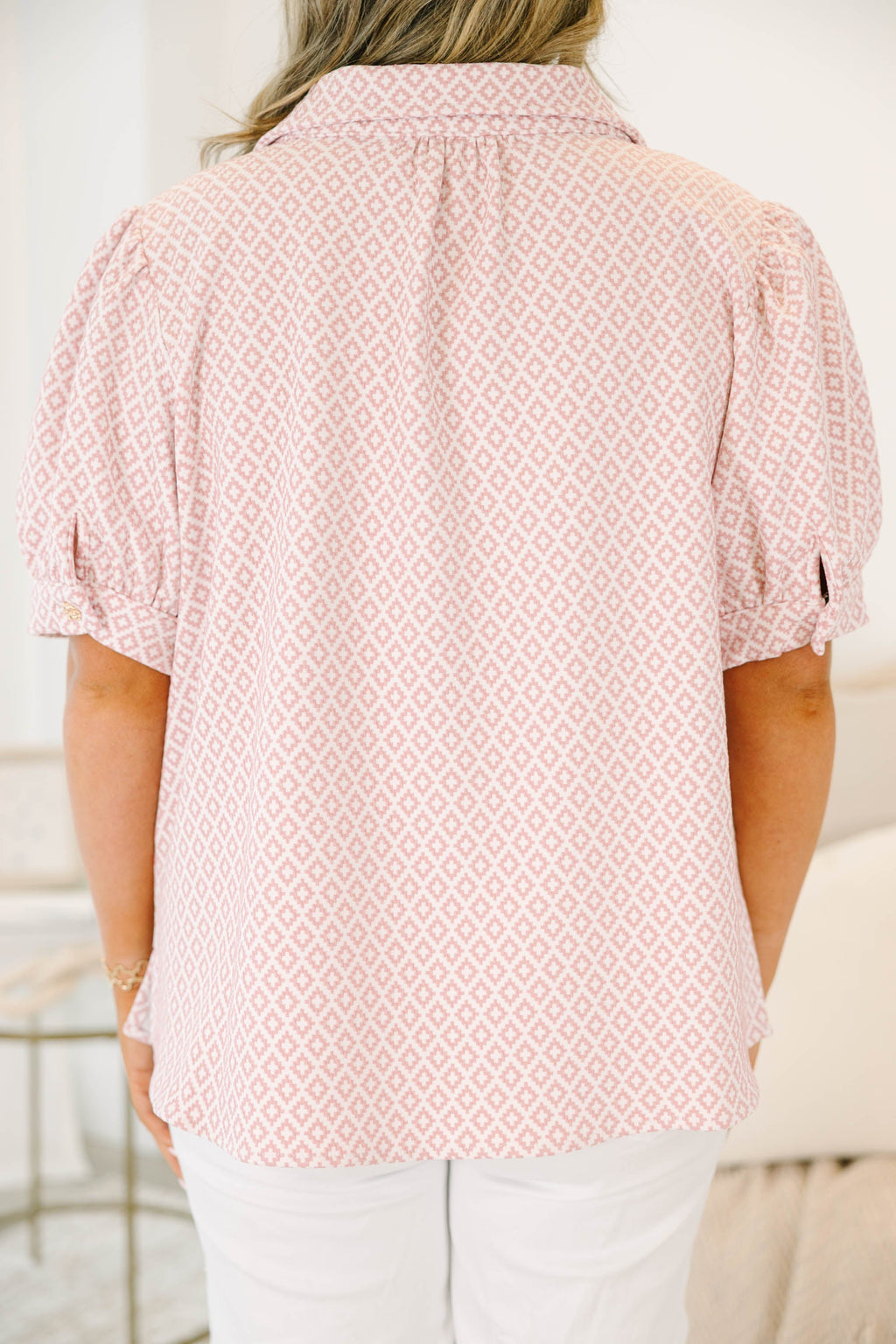 Bigger Plans Top, Pink Textured