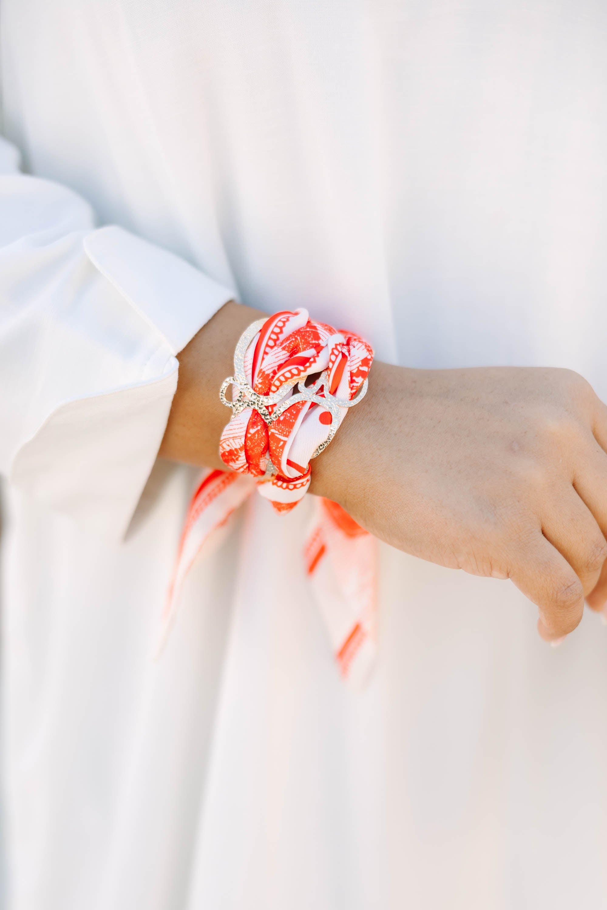 Boho Bloom Wrap Bracelet, Red
