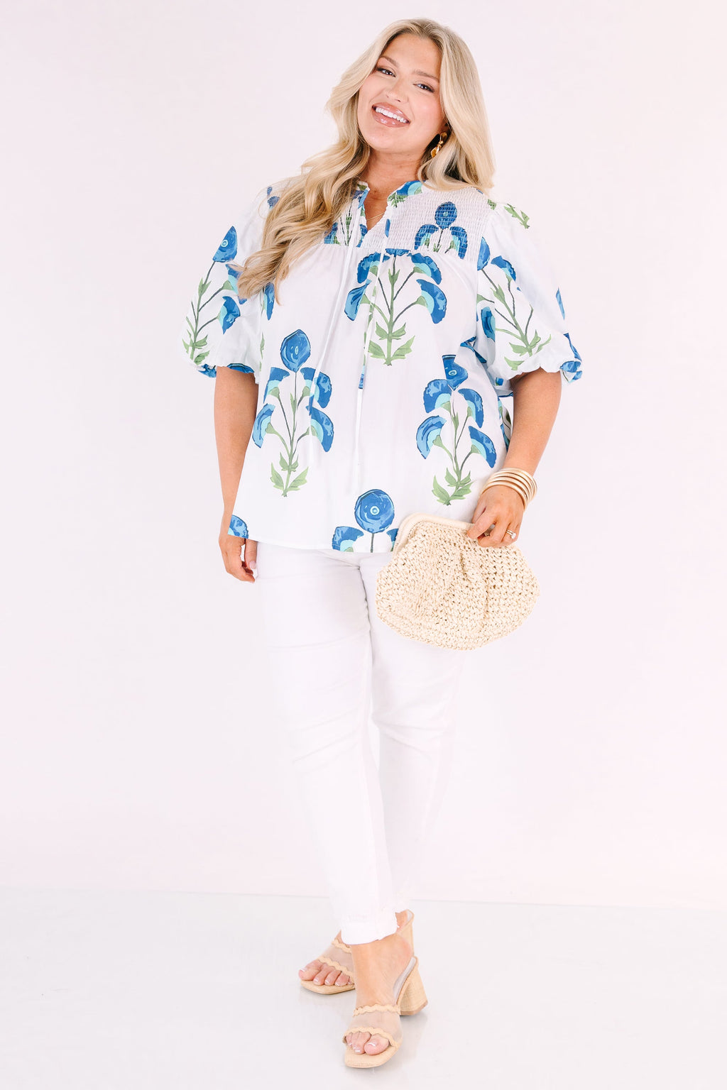Breathe In The Air Top, White-Blue