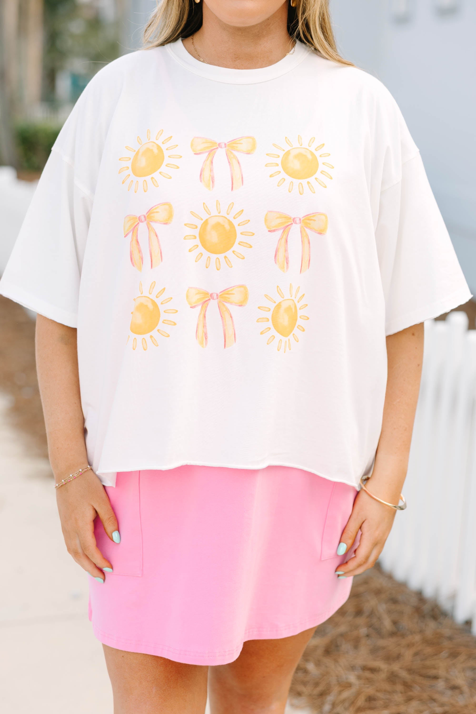 Bright as the Sun Vintage Wash Tee, White