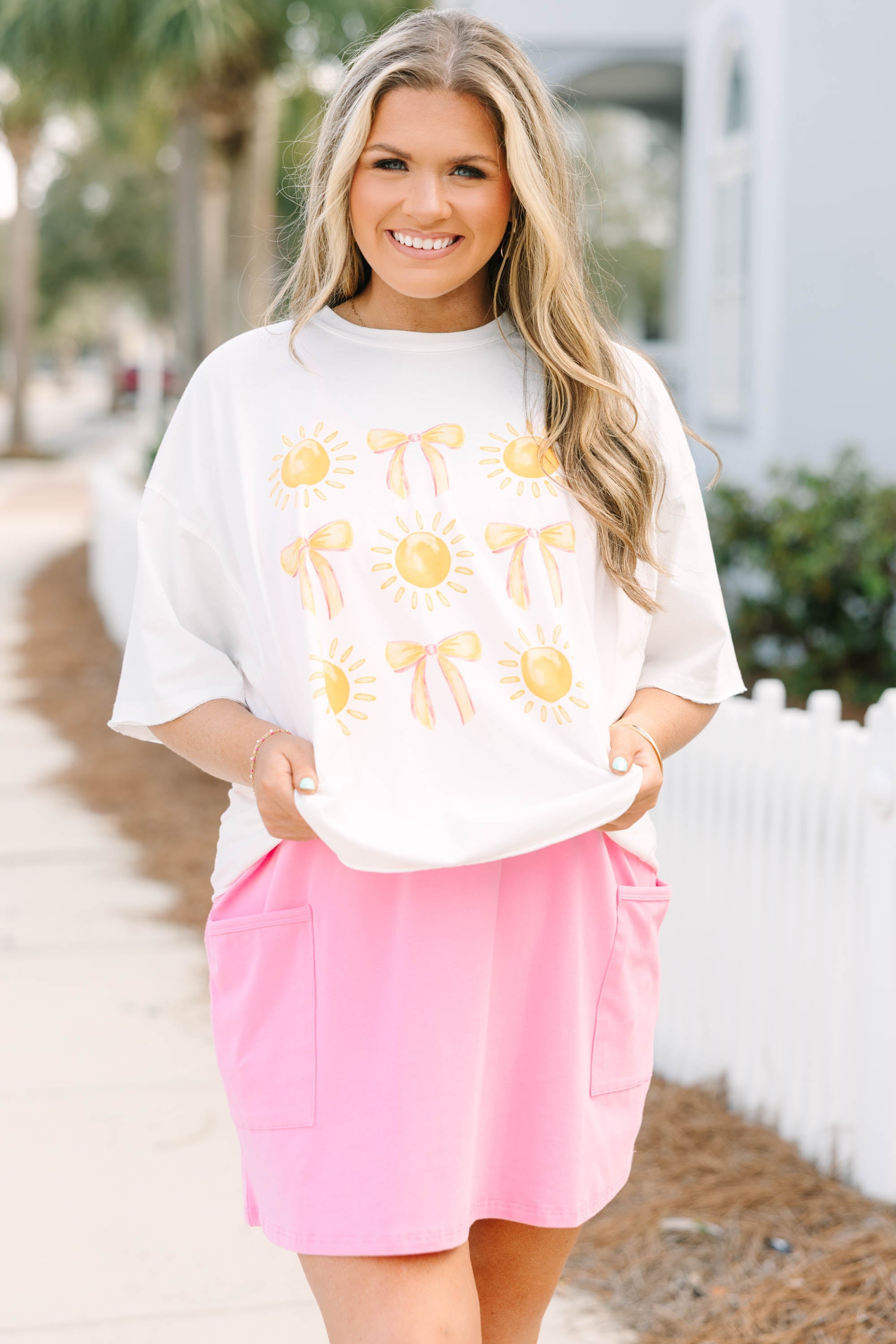 Bright as the Sun Vintage Wash Tee, White