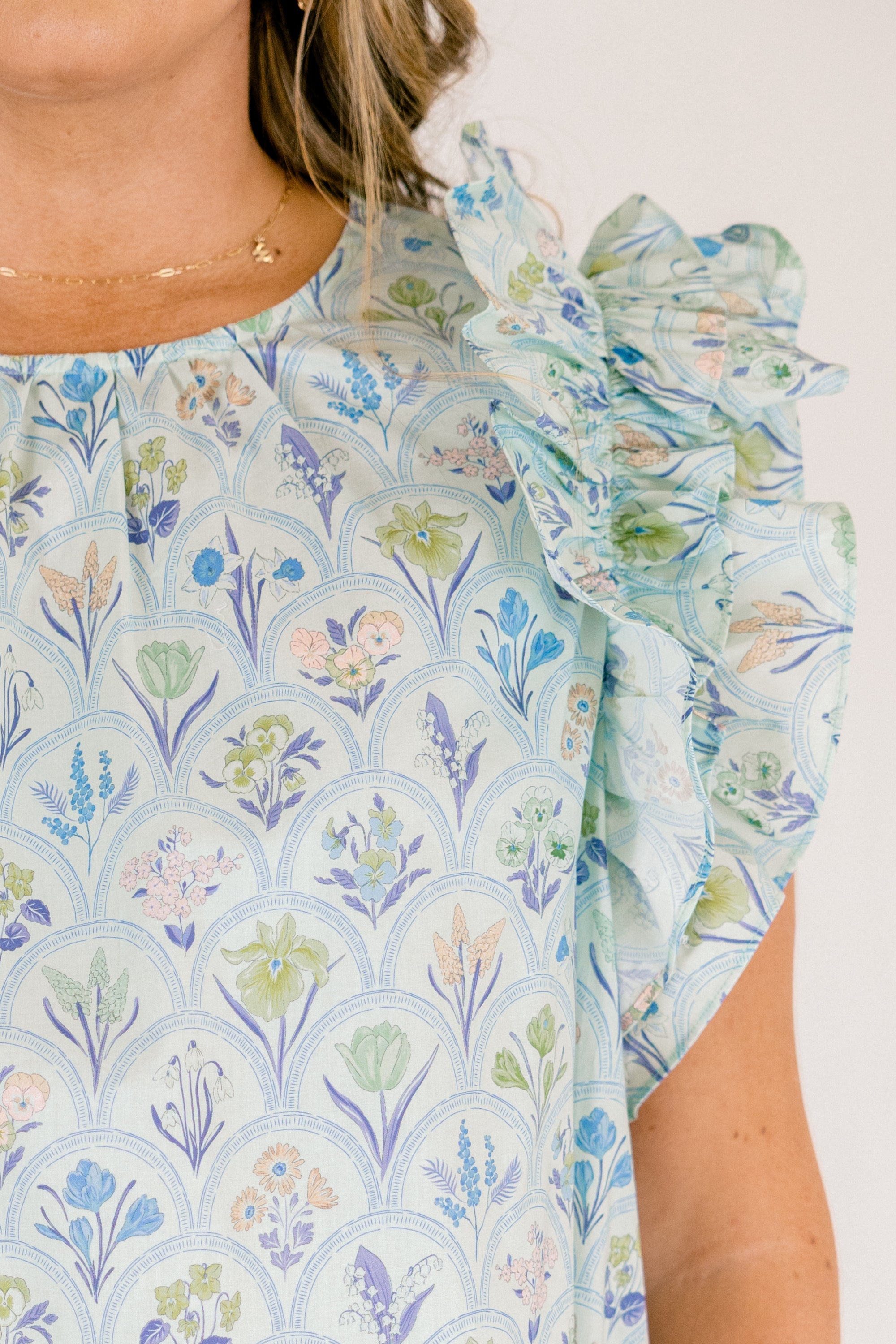 Bright Side Top, Blue Floral