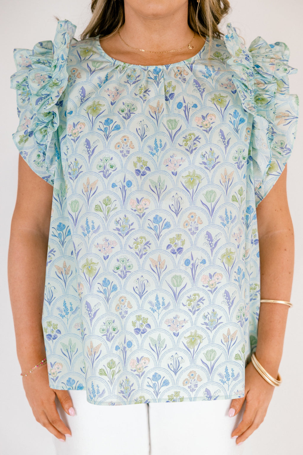Bright Side Top, Blue Floral