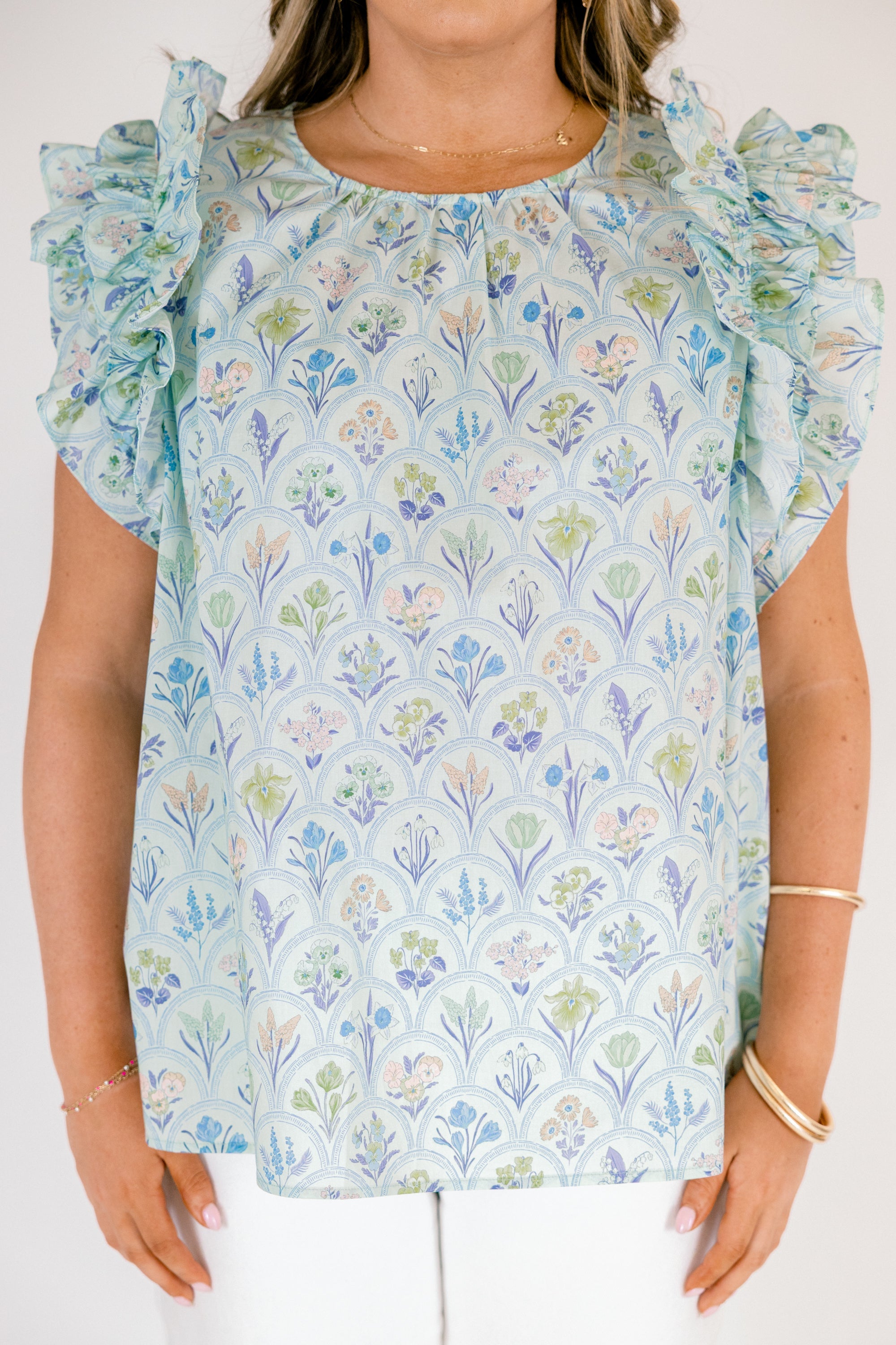 Bright Side Top, Blue Floral