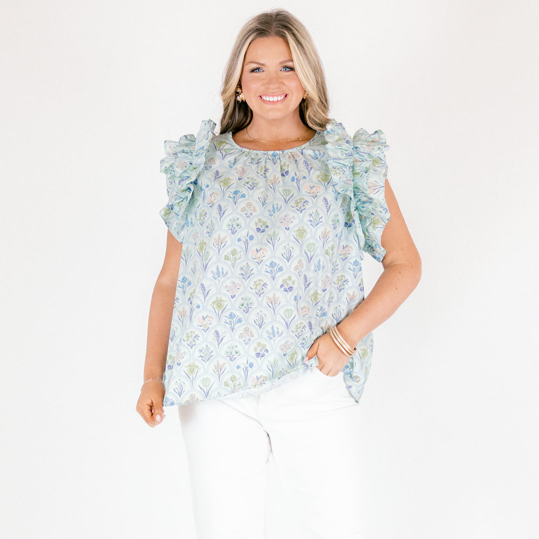Bright Side Top, Blue Floral