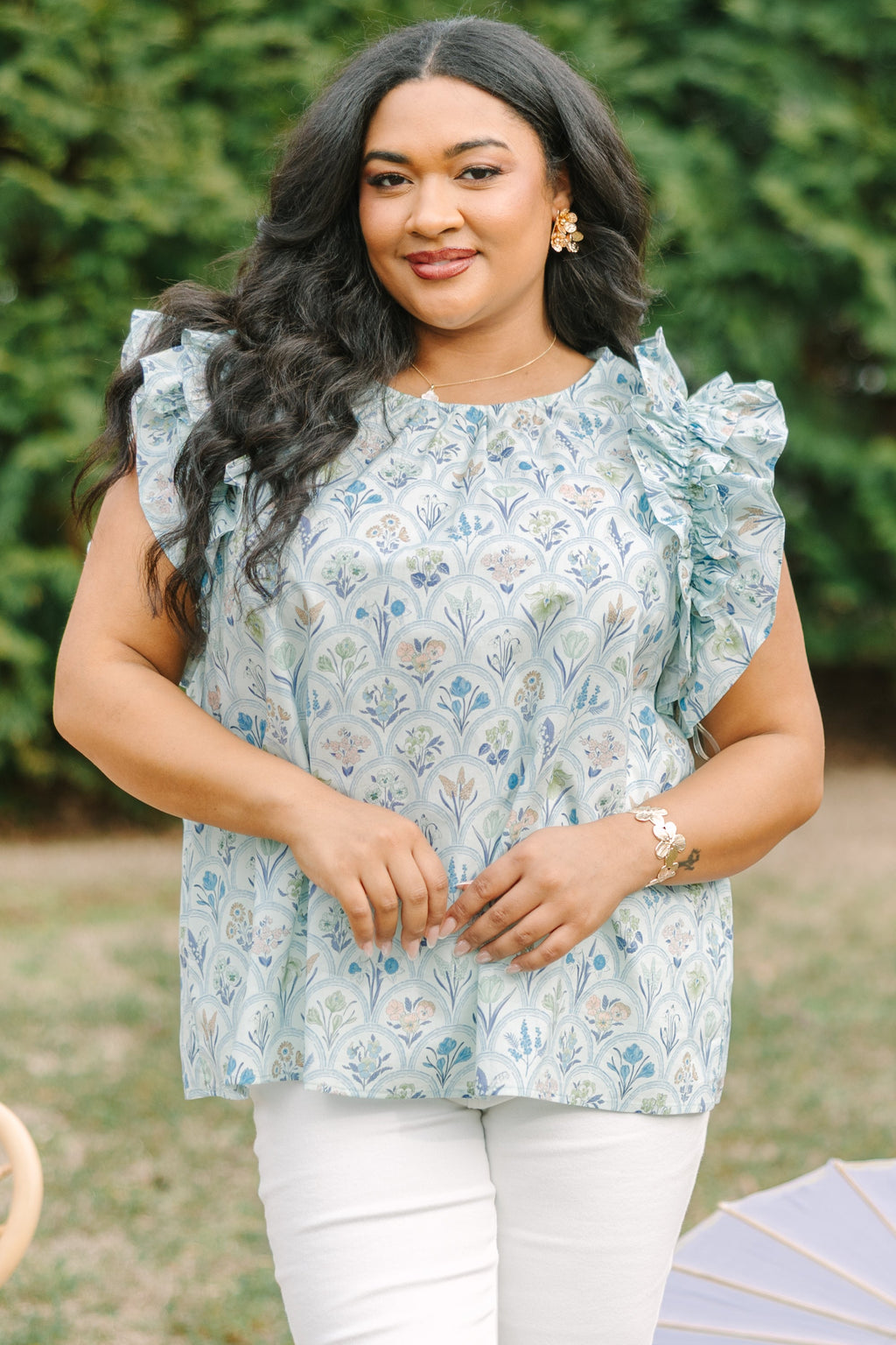 Bright Side Top, Blue Floral