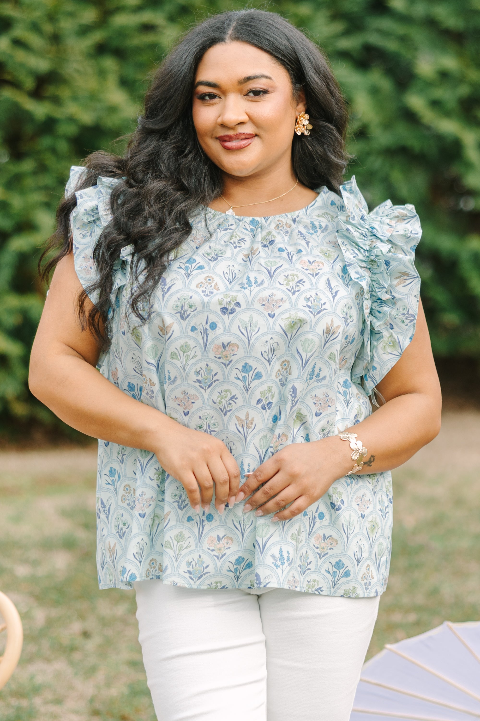 Bright Side Top, Blue Floral