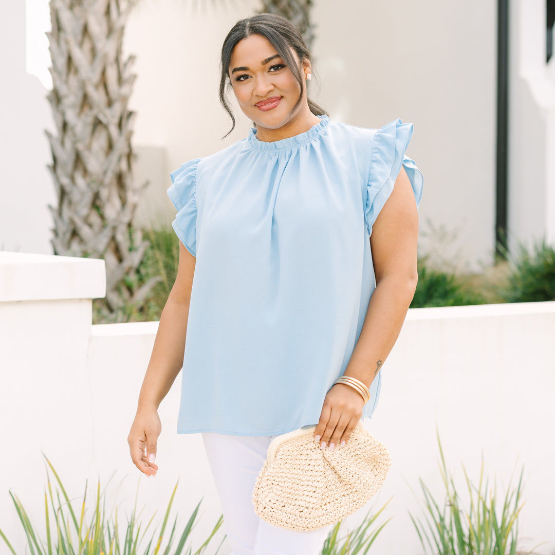 Call Me Baby Top, Light Blue