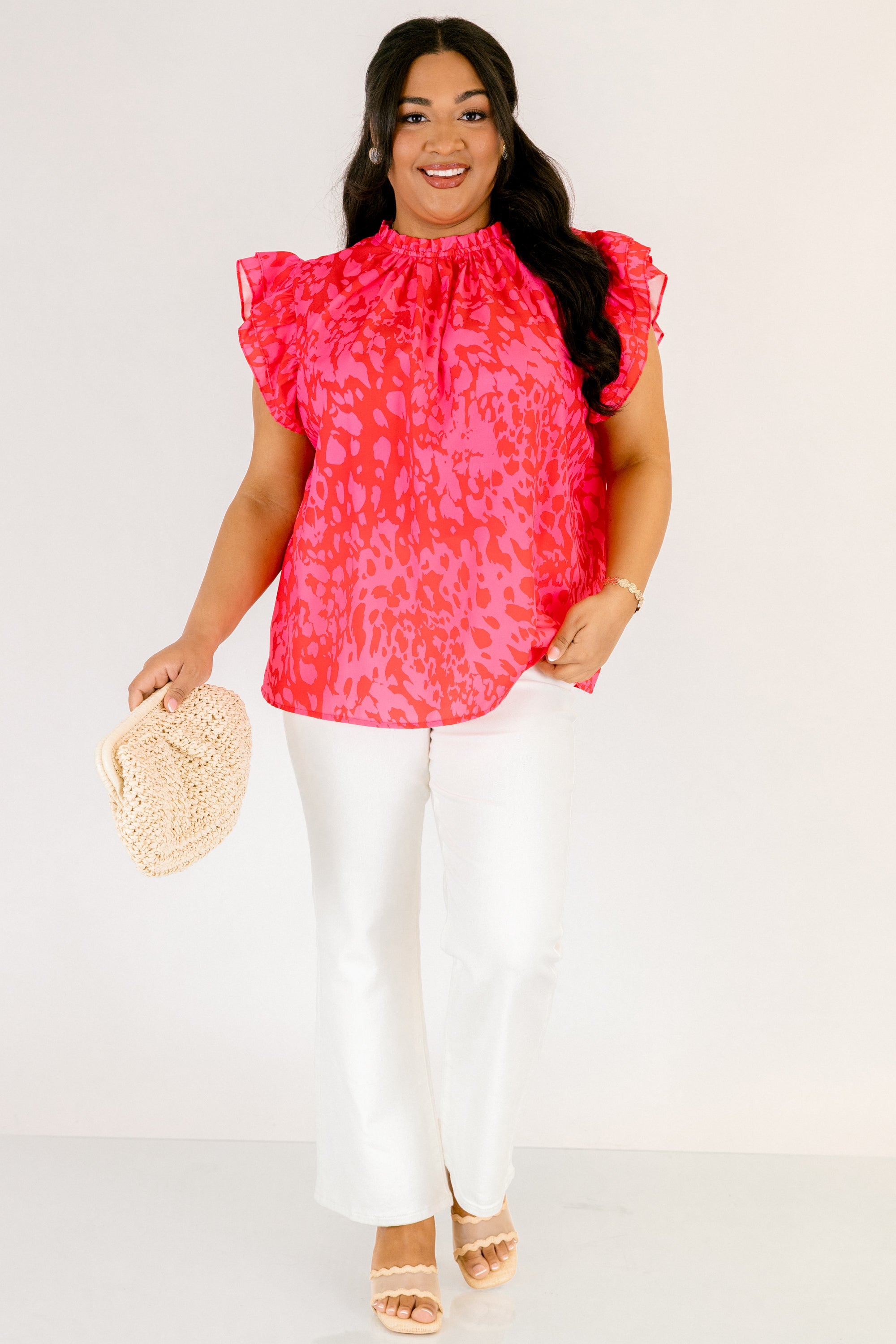 Call Me Baby Top, Fuchsia Abstract