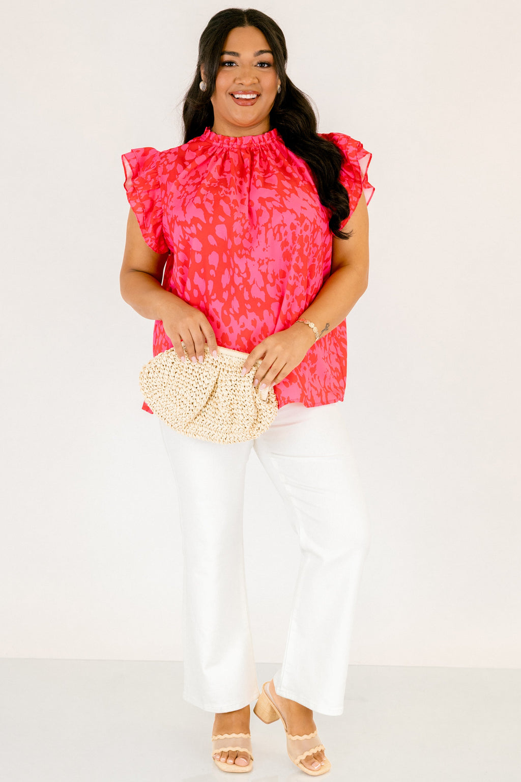 Call Me Baby Top, Fuchsia Abstract