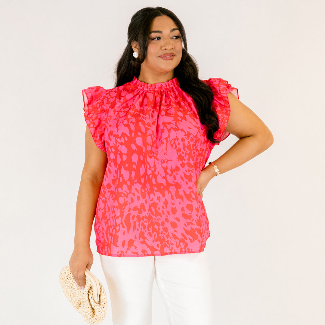 Call Me Baby Top, Fuchsia Abstract