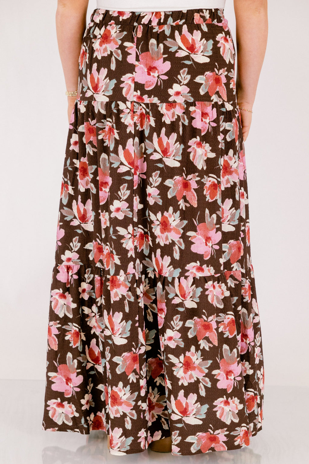 Charming Blooms Maxi Skirt, Brown Floral